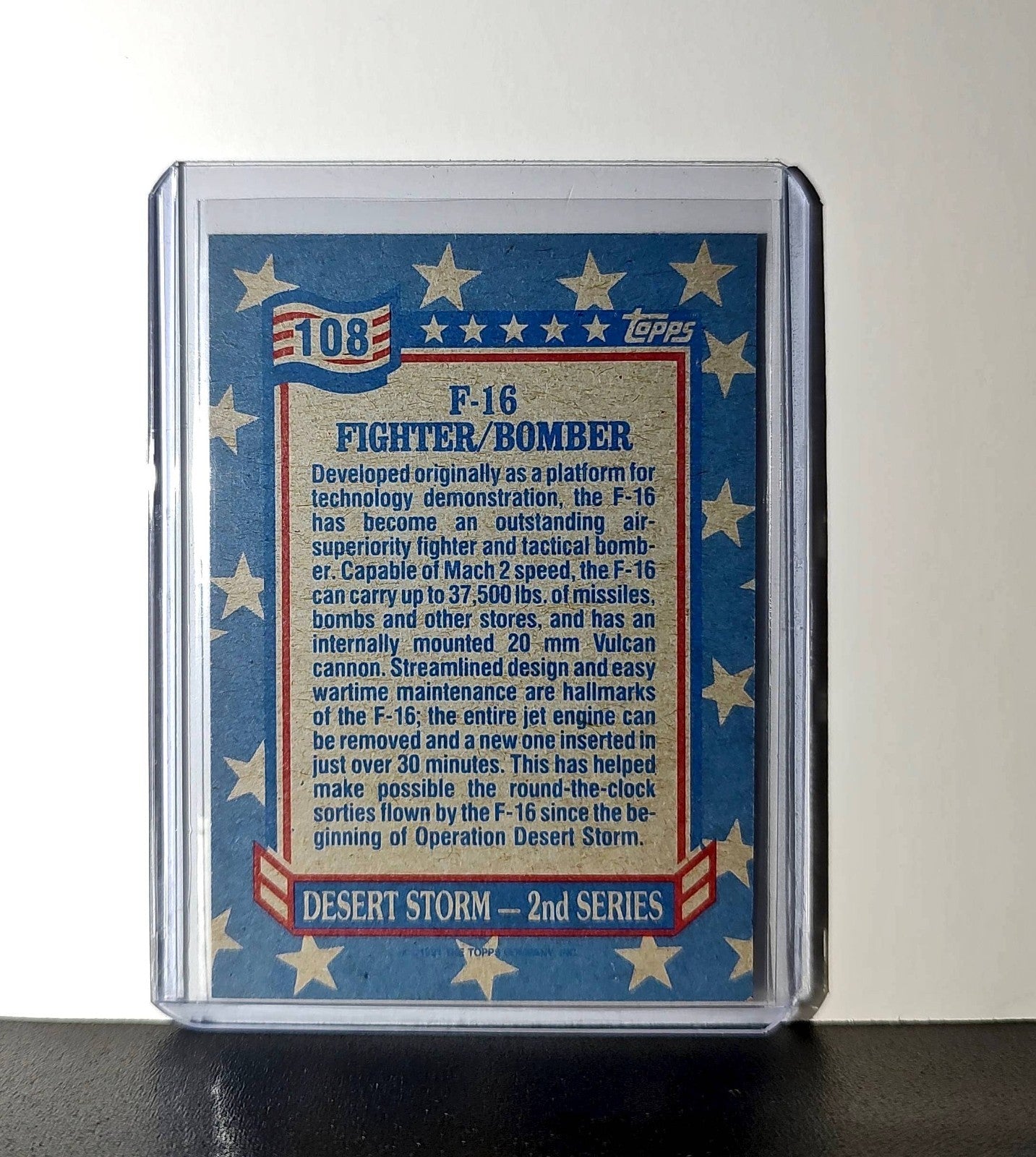 F-16 Fighter/Bomber 1991 Topps Desert Storm #108 Card
