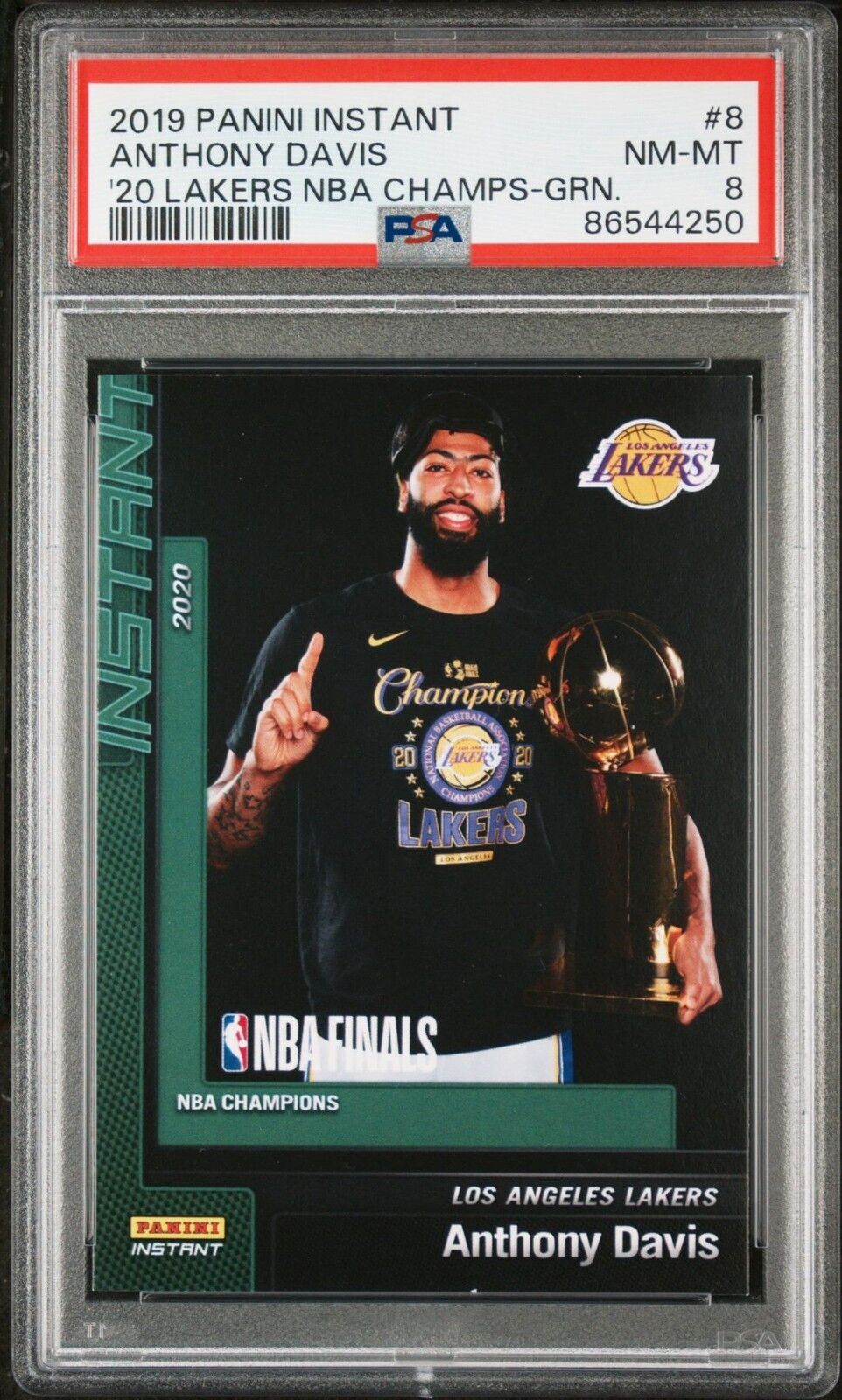 Anthony Davis 2020 Panini Lakers NBA Champions #8 Green Card 10/10 PSA 8 NM-Mint