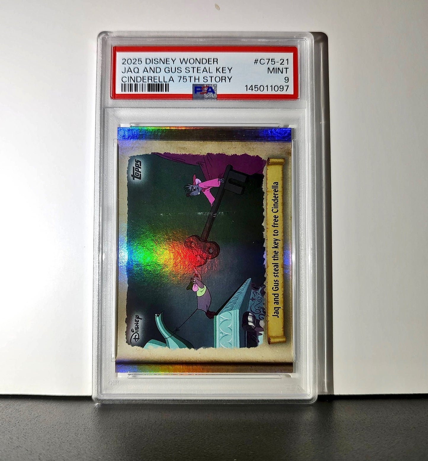 Jaq and Gus steal the key to free Cinderella 2025 Topps Disney #C75-21 PSA 9