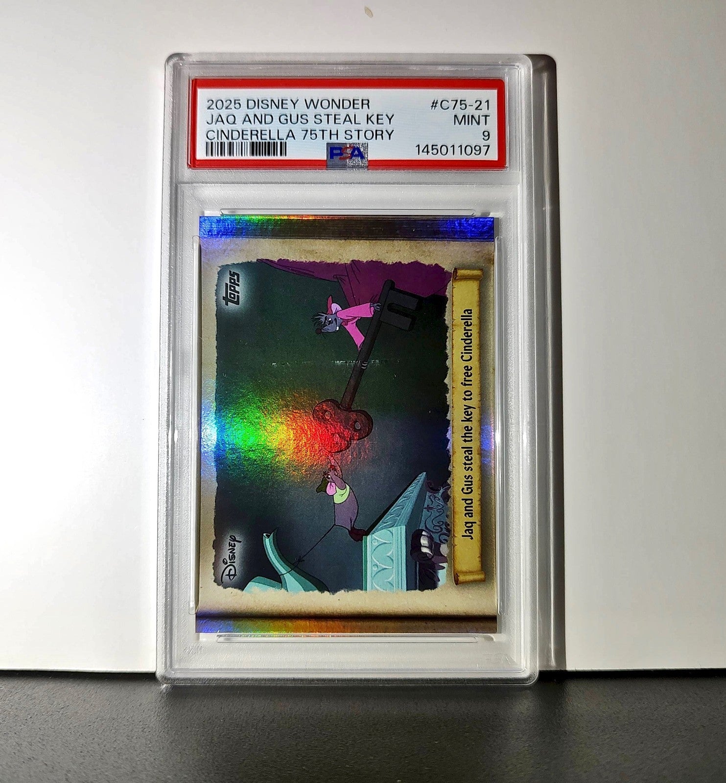 Jaq and Gus steal the key to free Cinderella 2025 Topps Disney #C75-21 PSA 9