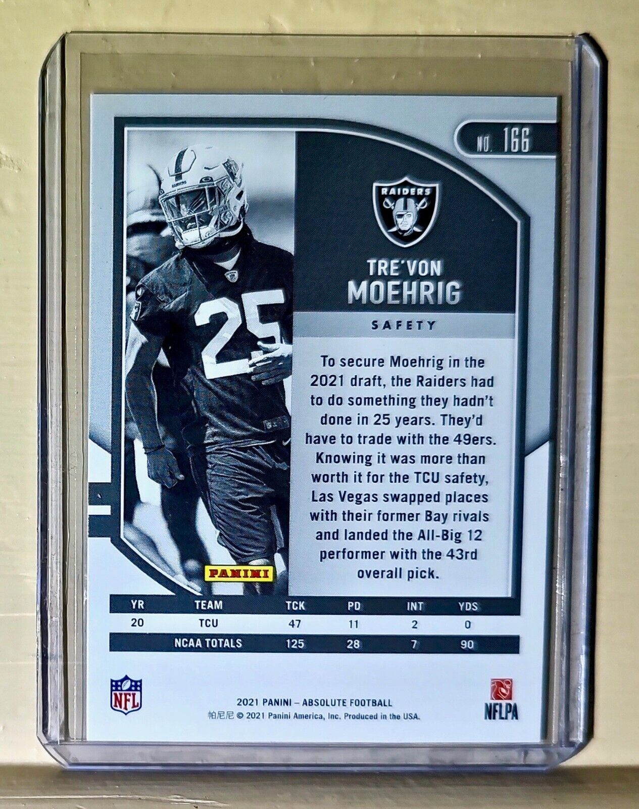 Tre'von Moehrig 2021 Panini NFL Absolute Football #166 Card Raiders