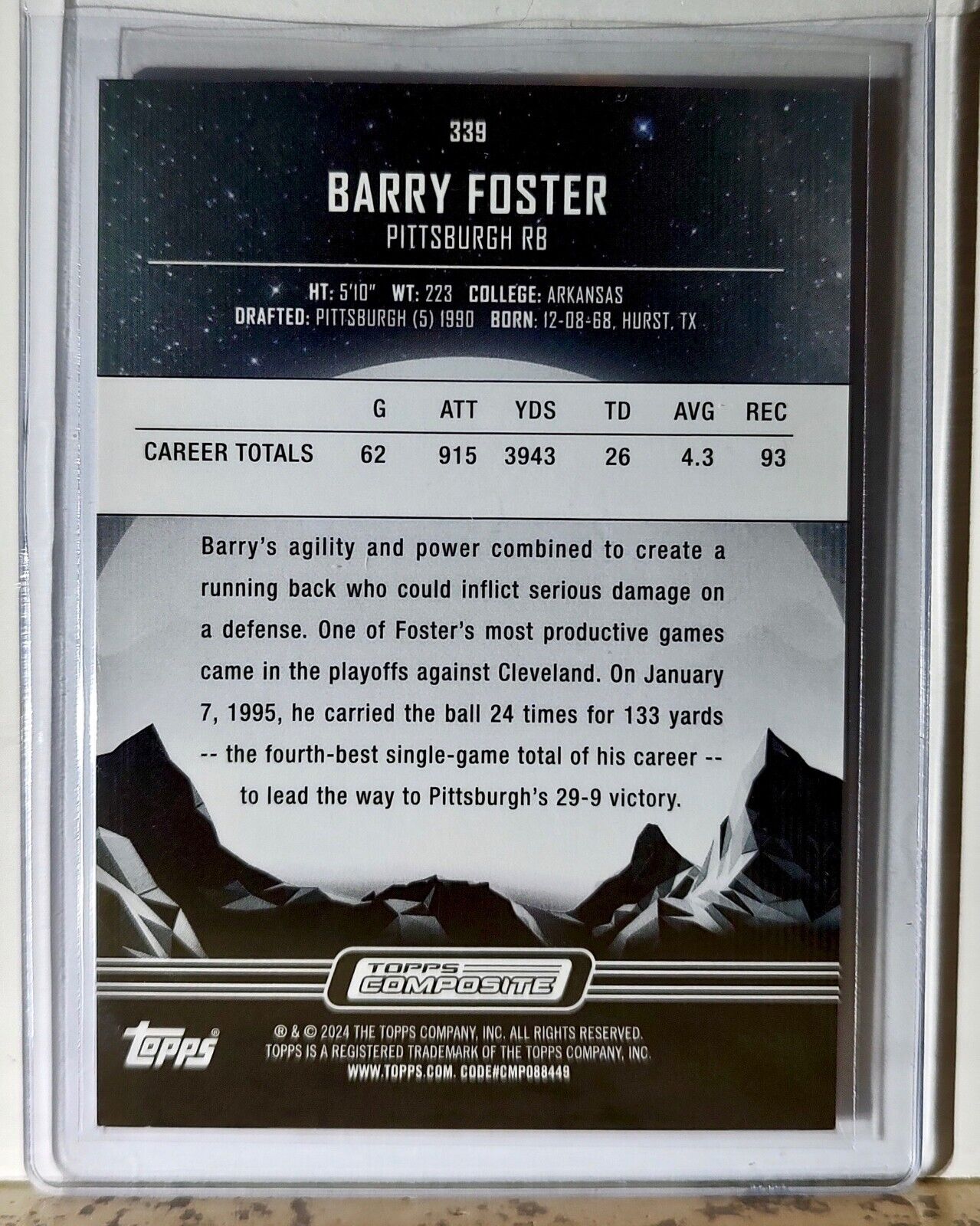 Barry Foster 2023 Topps Midnight NFL #339 Football Card Pittsburgh Steelers