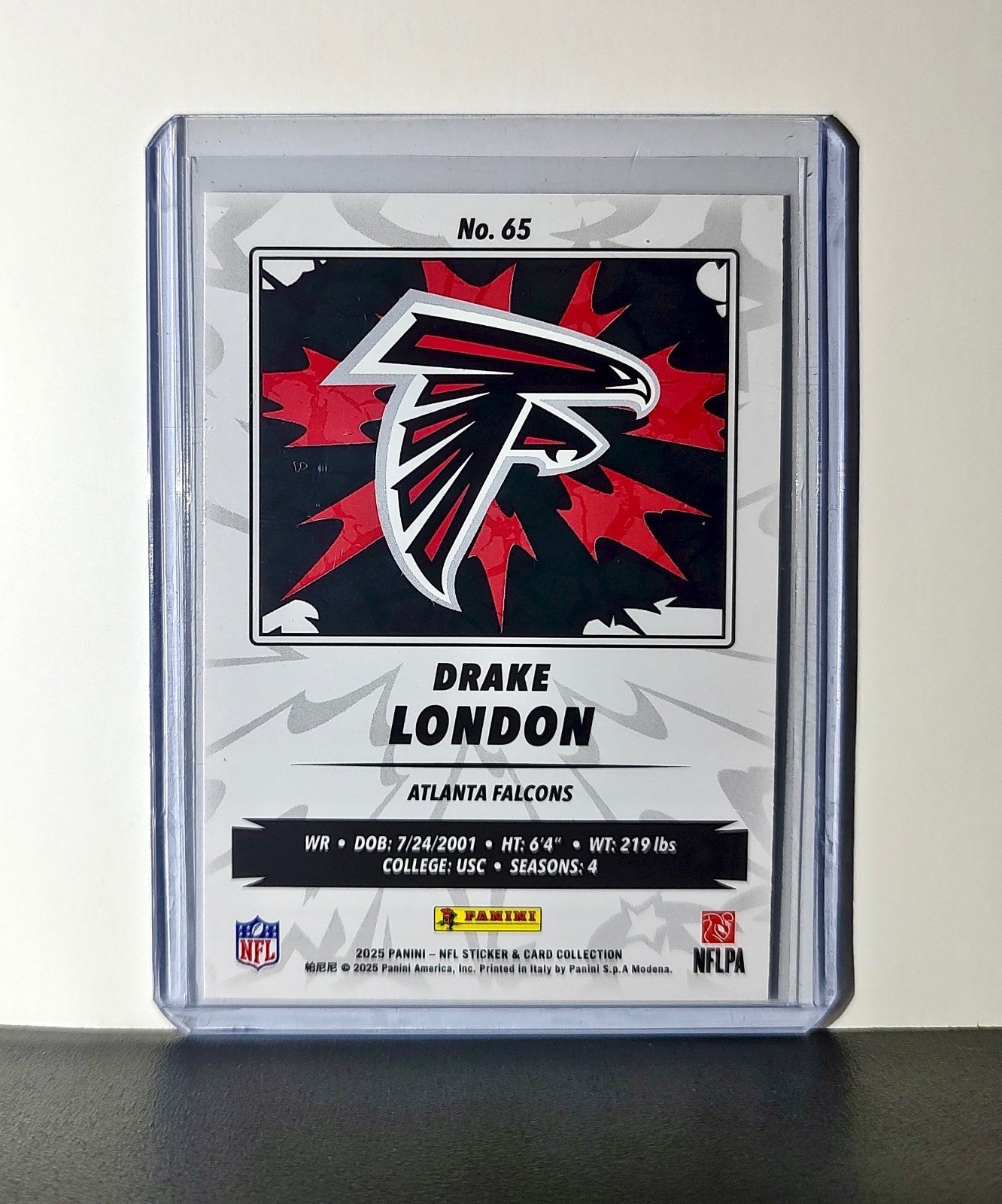 Drake London 2025 Panini NFL #65 Sticker Card Atlanta Falcons