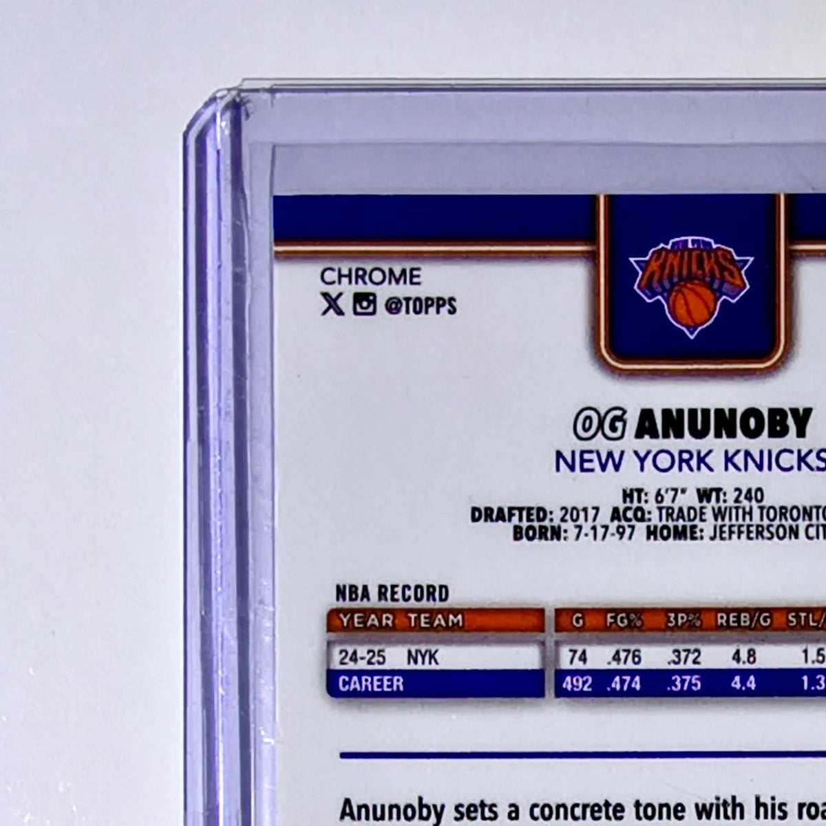 OG Anunoby 2025-26 NBA Topps Chrome Update RayWave Refractor #43 Card NY Knicks