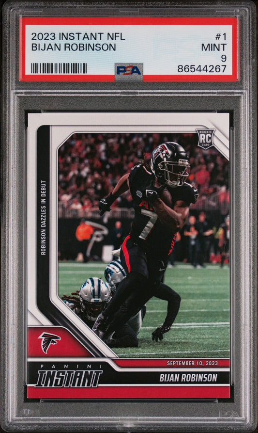 Bijan Robinson 2023 Panini NFL Rookie #1 Card 1 of 566 Falcons PSA 9 Mint