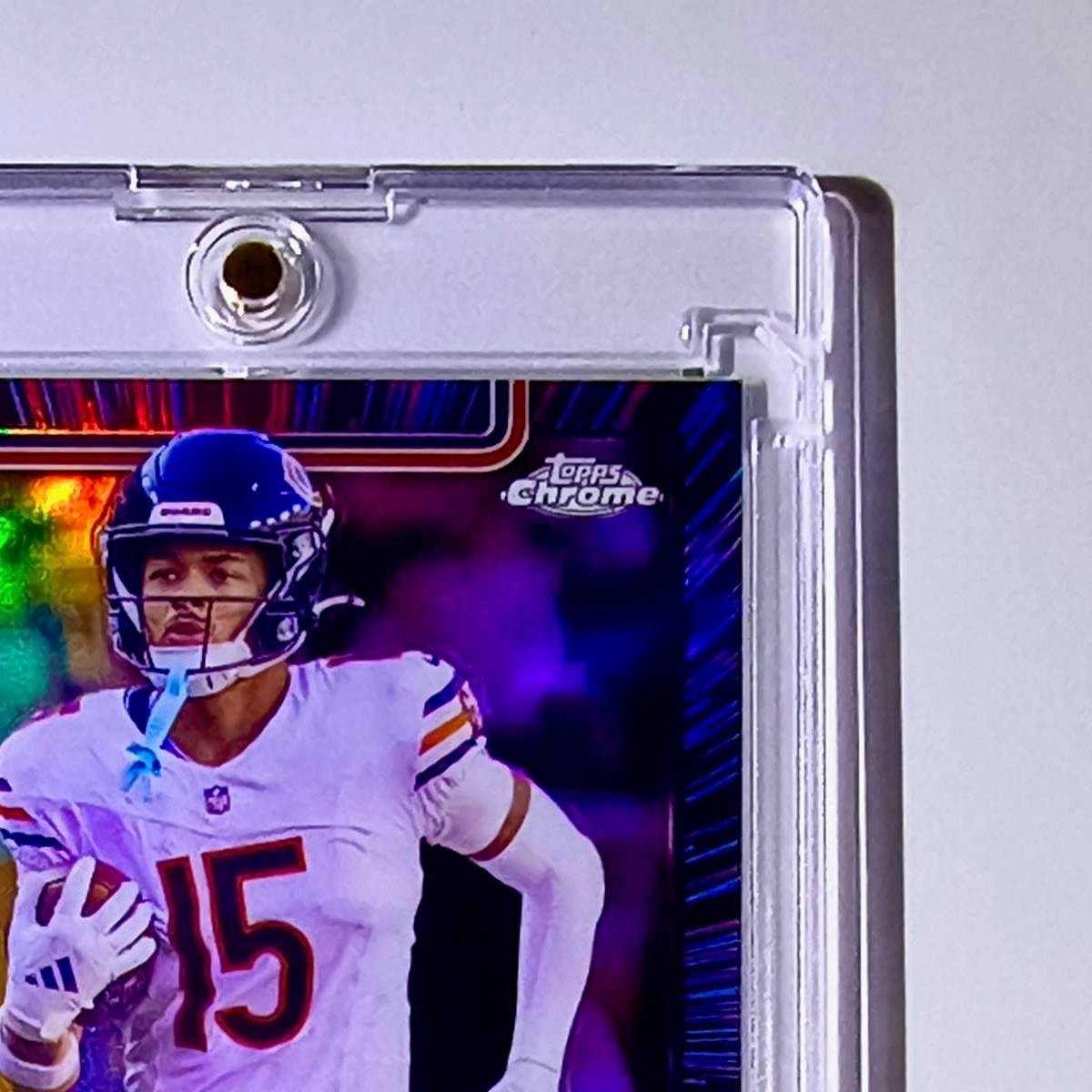 Rome Odunze 2025 NFL Topps Chrome #49 Neon Pulsar Football Card Chicago Bears