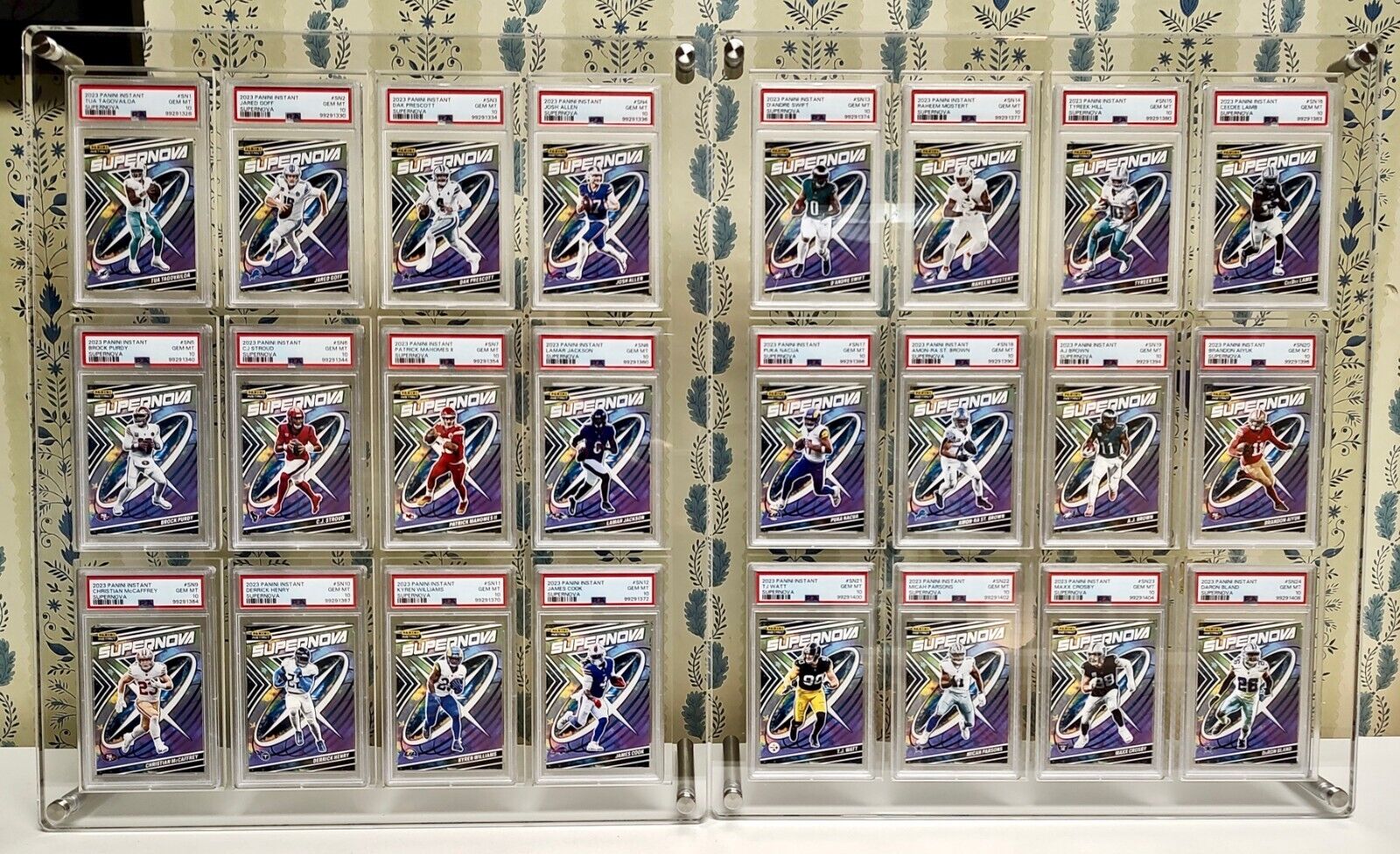 2023 Panini Supernova NFL Complete 24 Card Football Set PSA 10 Gem & Display