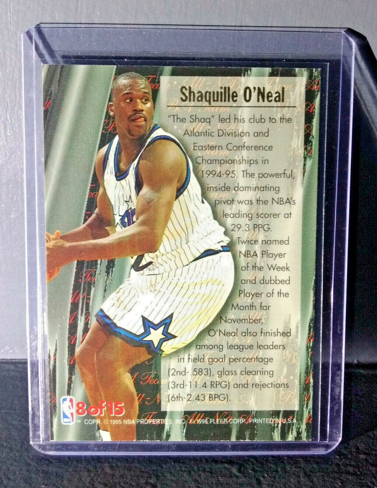 1995-96 Shaquille O'Neal Fleer Ultra All-NBA Team #8 Basketball Card