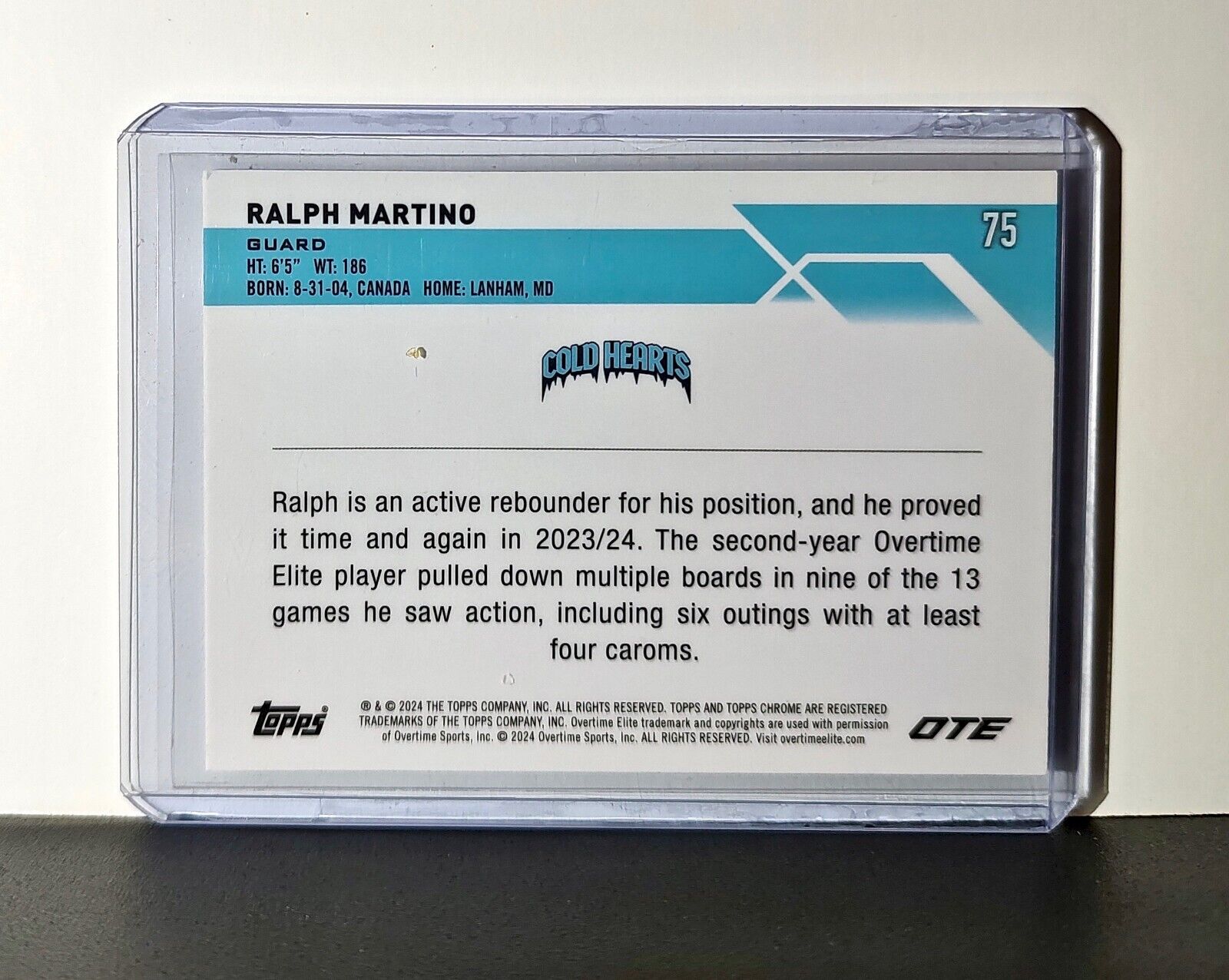 Ralph Martino 2023-24 Topps Chrome Overtime #75 Card Cold Hearts