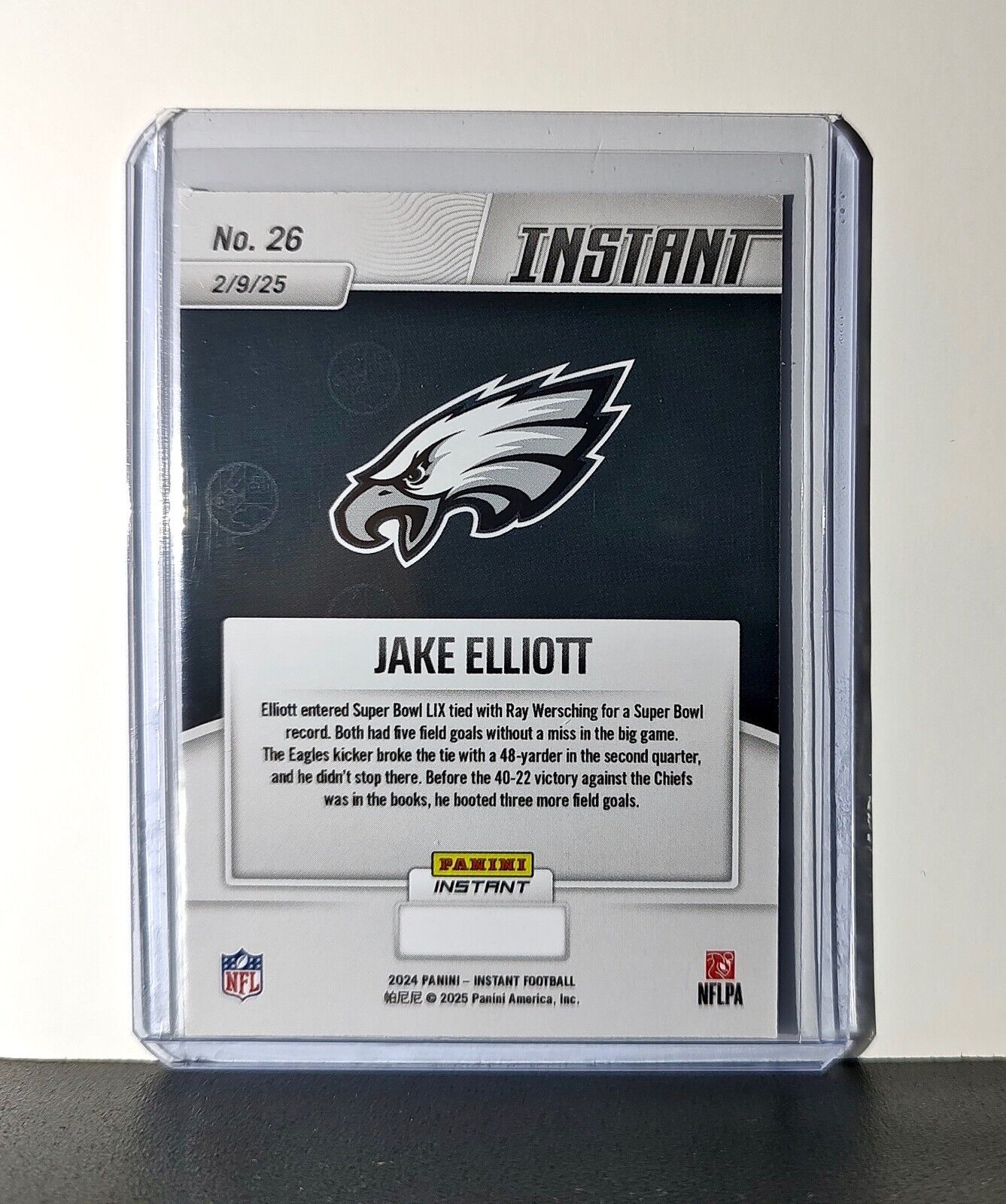 Jake Elliott 2024 Panini Super Bowl LIX Champions NFL #26 Football Card Eagles