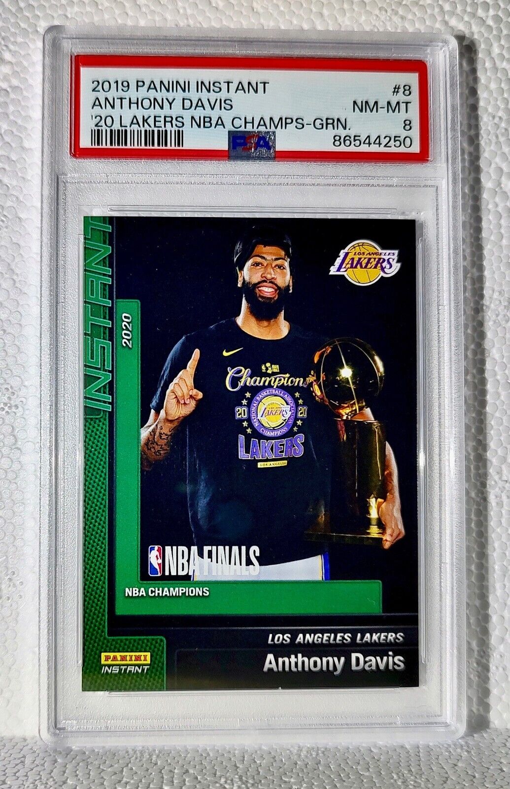 Anthony Davis 2020 Panini Lakers NBA Champions #8 Green Card 10/10 PSA 8 NM-Mint