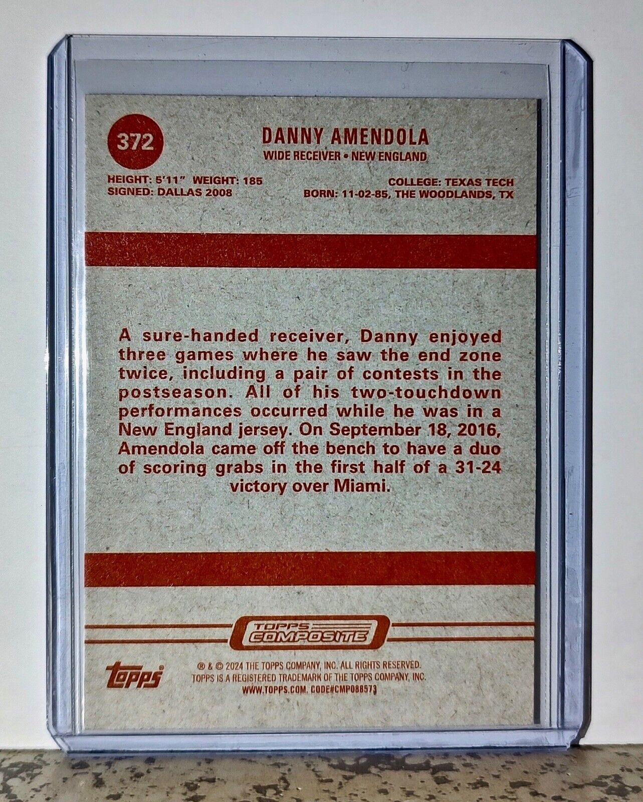 Danny Amendola 2023 Topps Heritage NFL #372 Football Card New England Patriots