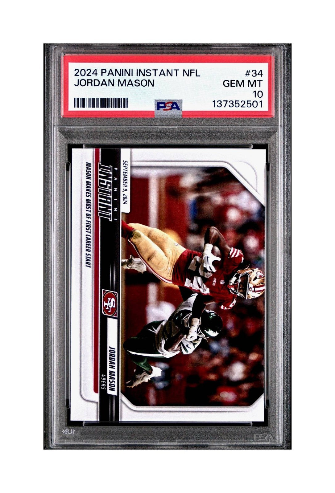 Jordan Mason Rookie 2024 Panini Instant NFL #34 PSA 10 Gem Mint
