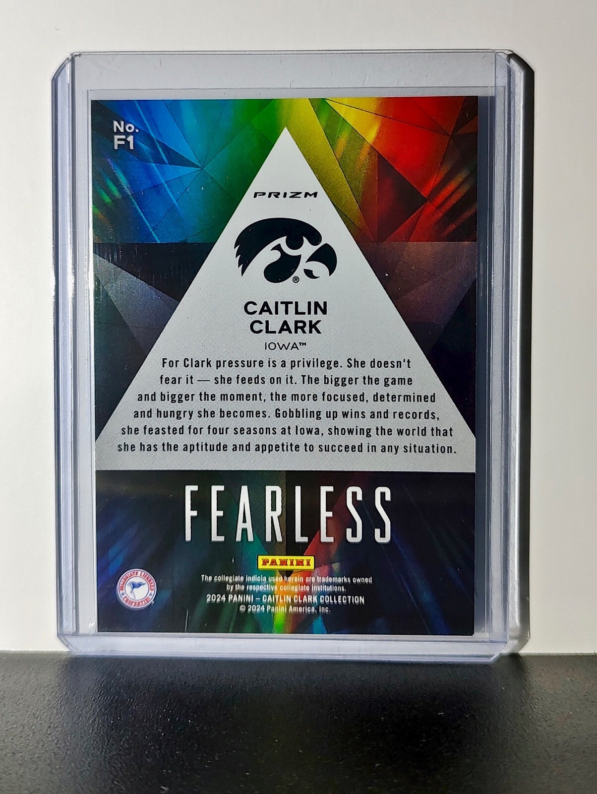 Caitlin Clark 2024 Panini Prizm Fearless #F1 Basketball Card Iowa Hawkeyes