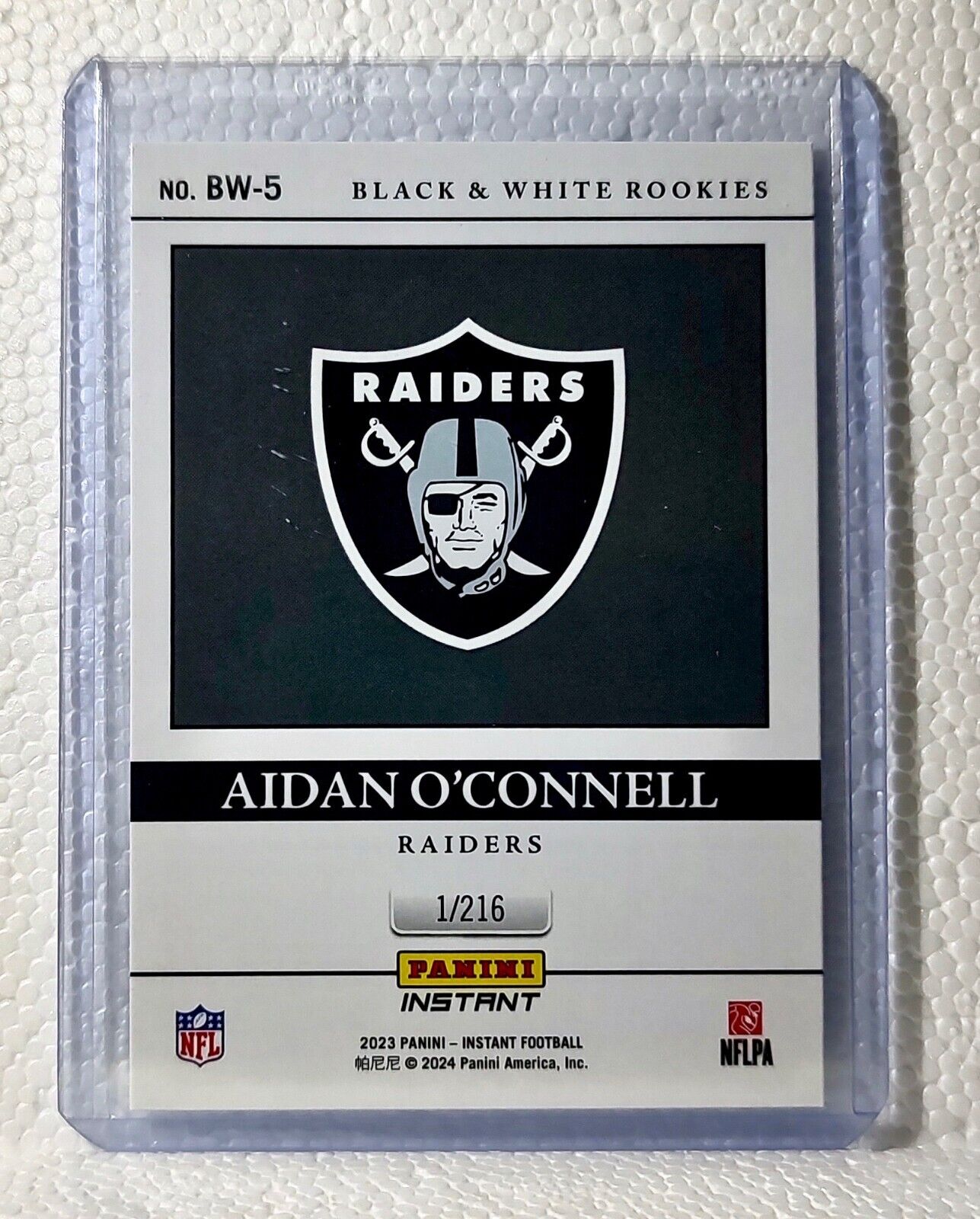 Aidan O'Connell 2023 Panini NFL #5 Black & White Rookies Card Raiders 1/216