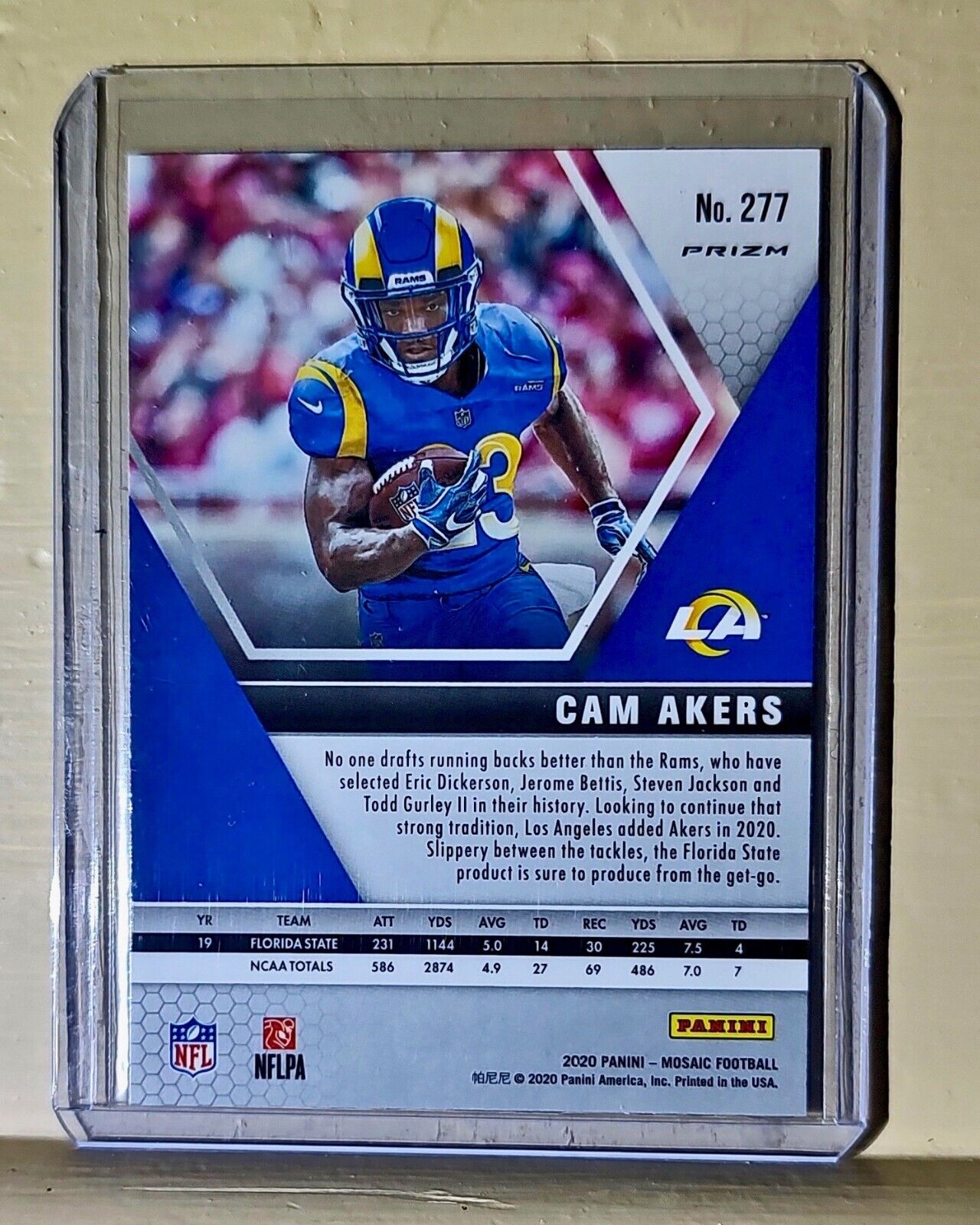 Cam Akers 2020 Panini Prizm NFL #277 Rookie Football Card Los Angeles Rams