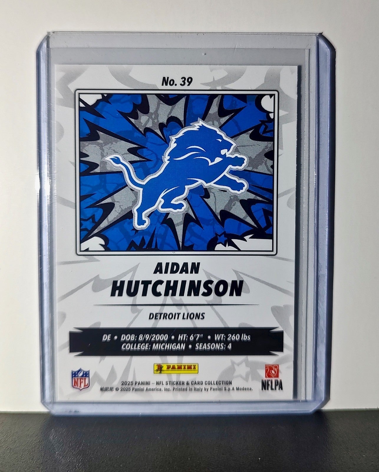 Aidan Hutchinson 2025 Panini NFL #39 Foil Sticker Card Detroit Lions
