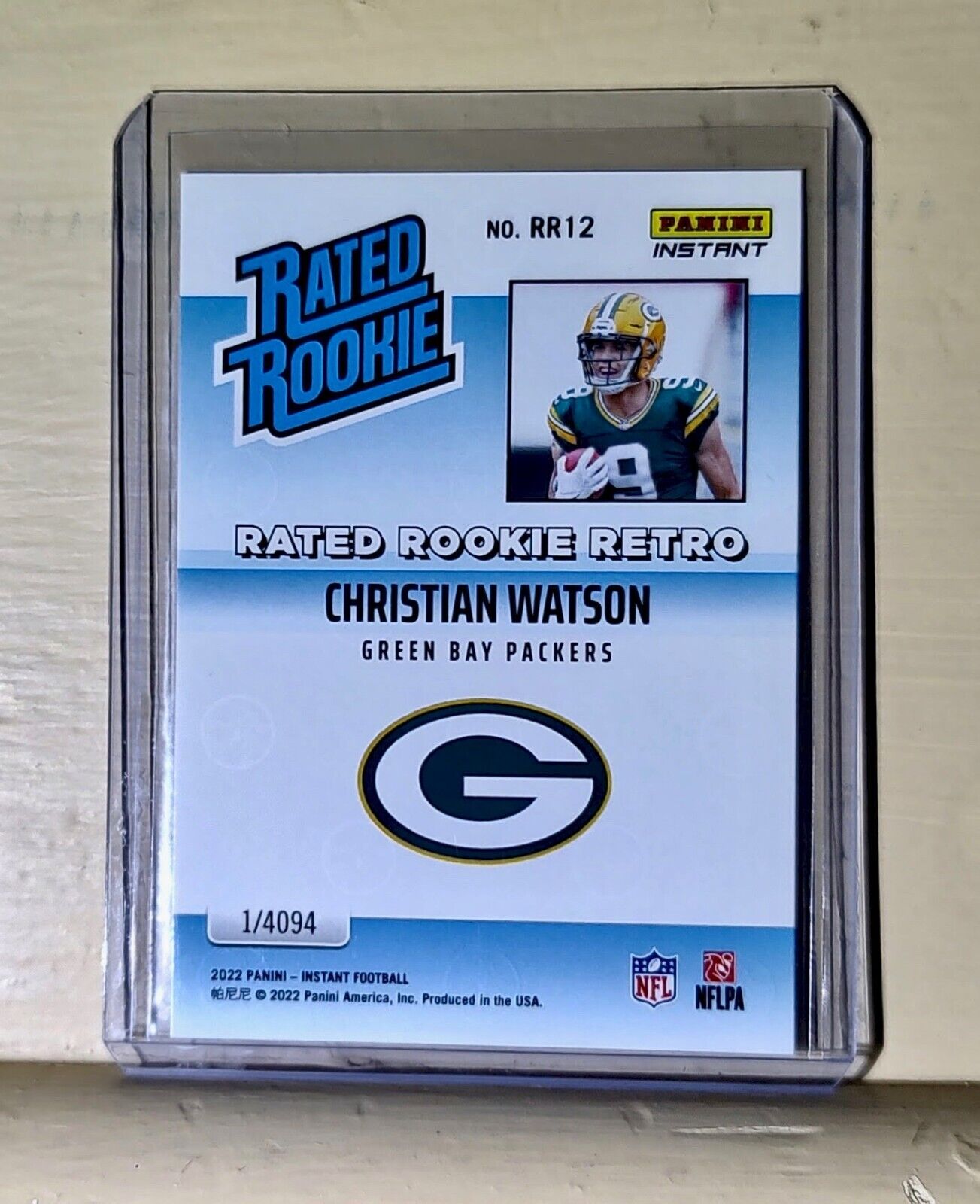 Christian Watson 2022 NFL Panini #12 Rated Rookie Retro Football Card 1/4094