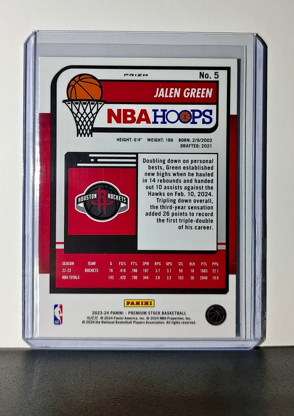 Jalen Green 2023-24 Panini Premium Stock NBA Hoops #5 Disco Prizm Card Rockets