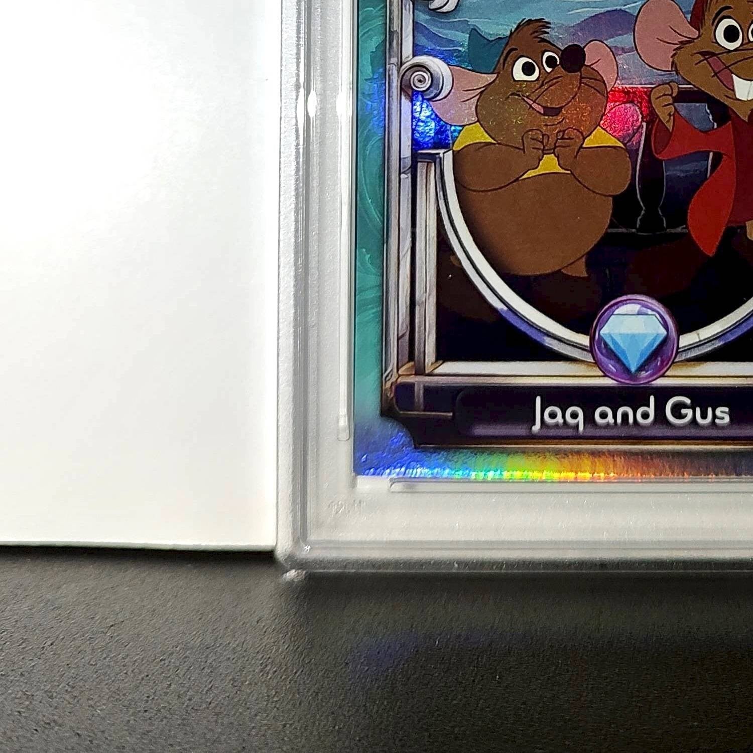 Jaq and Gus 2025 Topps Disney Wonder #111 Diamond Card Cinderella PSA 8