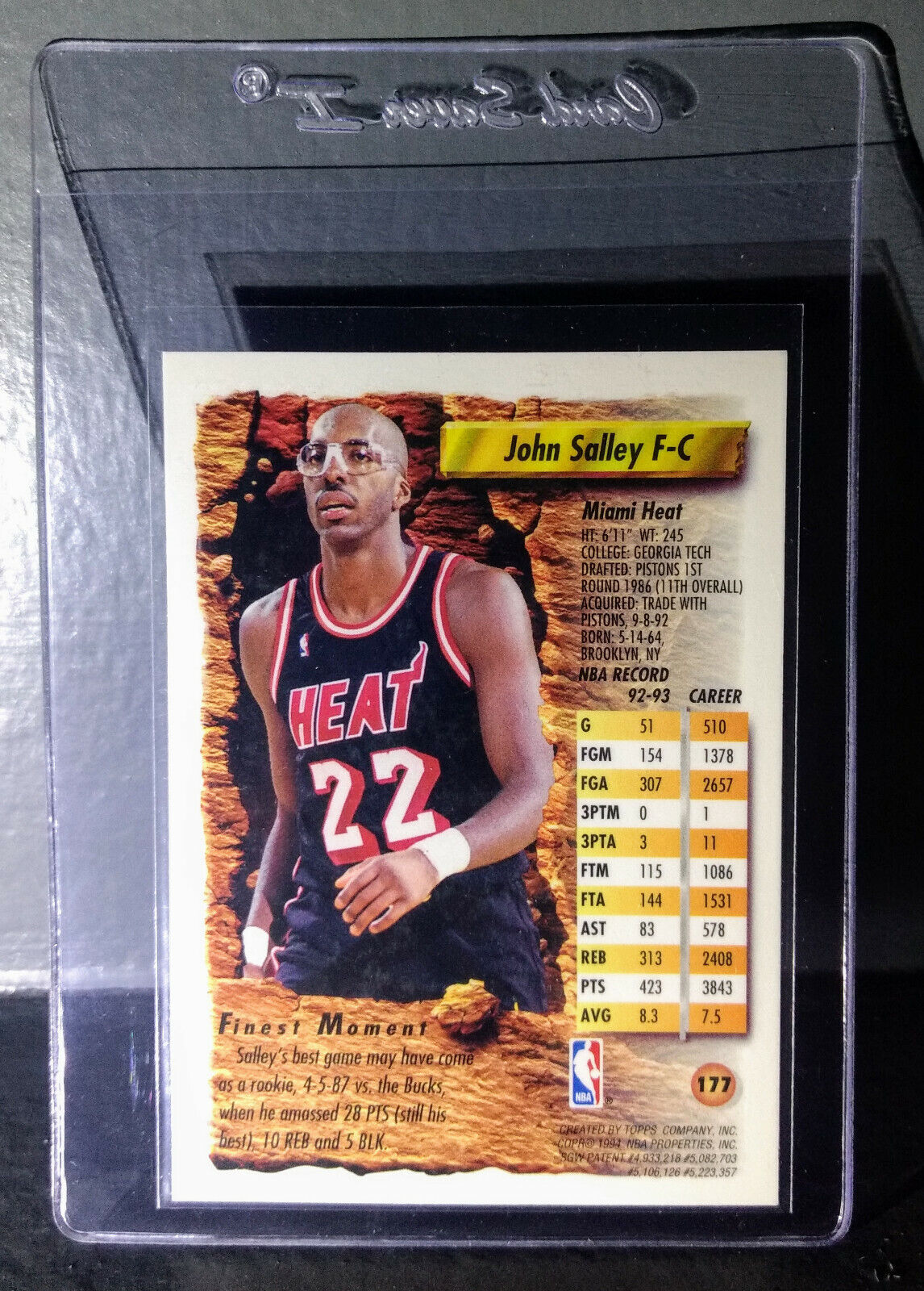 1993-94 Topps Finest John Salley #177 Basketball Card