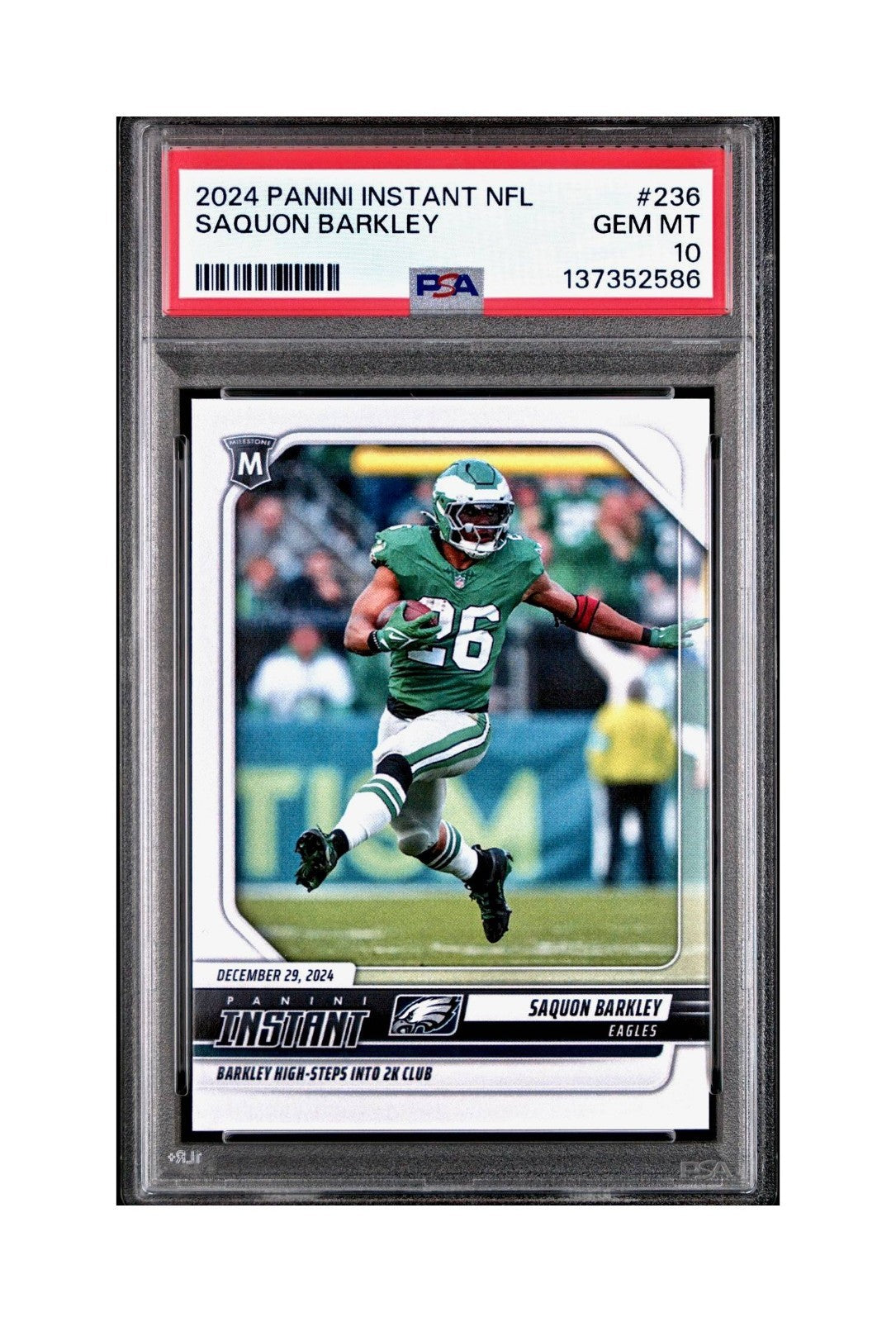 Saquon Barkley 2024 Panini Milestone NFL #236 Eagles 1 of 809 PSA 10 Gem Mint