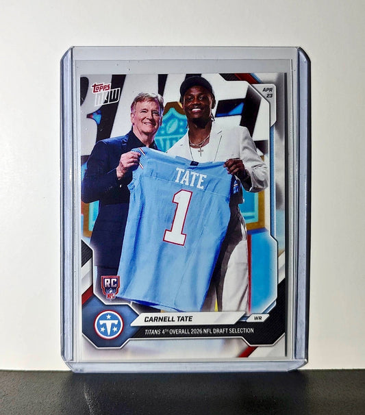 Carnell Tate Rookie 2026 Topps Now Draft Night #CTAT Card Tennessee Titans