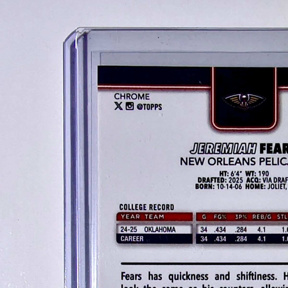 Jeremiah Fears Rookie 2025-26 NBA Topps Chrome Update Basketball Refractor #157 