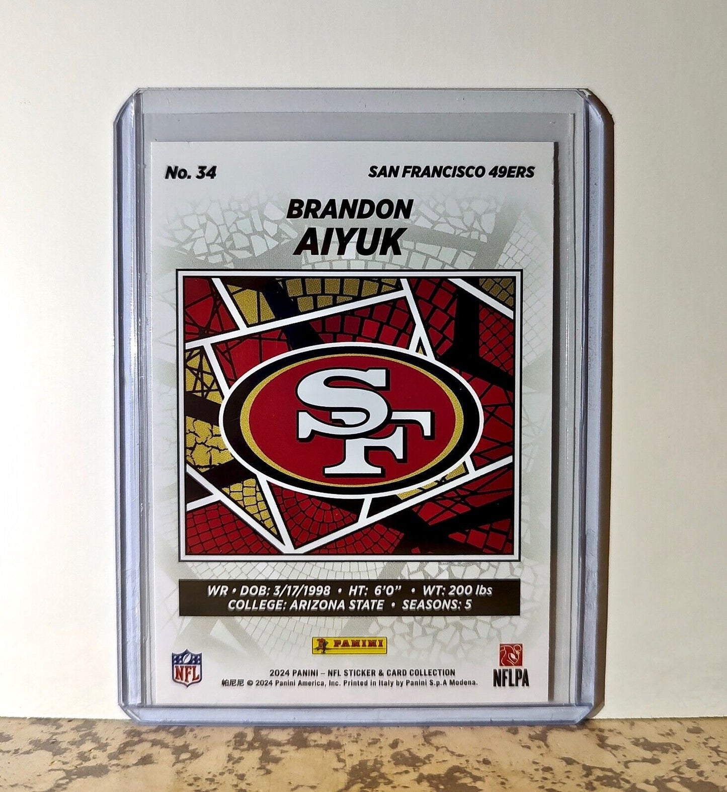 Brandon Aiyuk 2024 Panini NFL #34 Sticker Card San Francisco 49ers