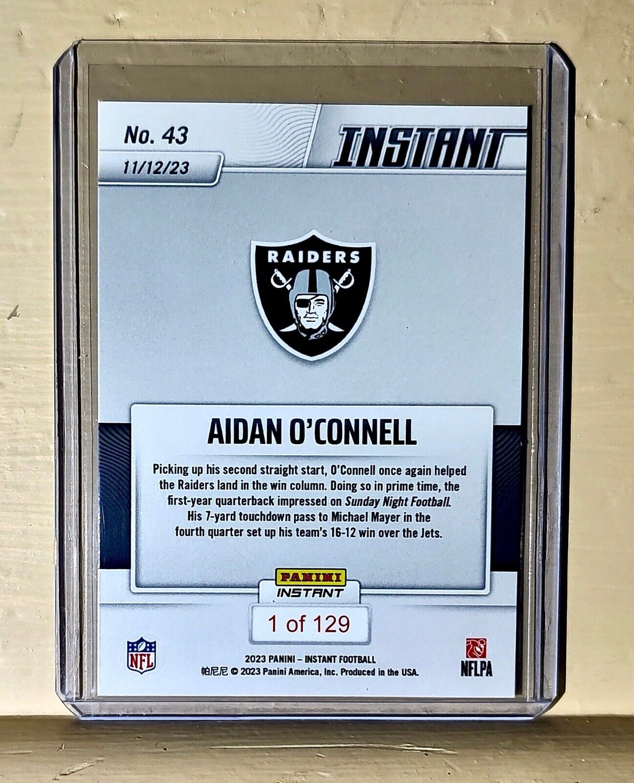 Aidan O’Connell 2023 Panini NFL Rookie Football #43 Card 1 of 129 Raiders