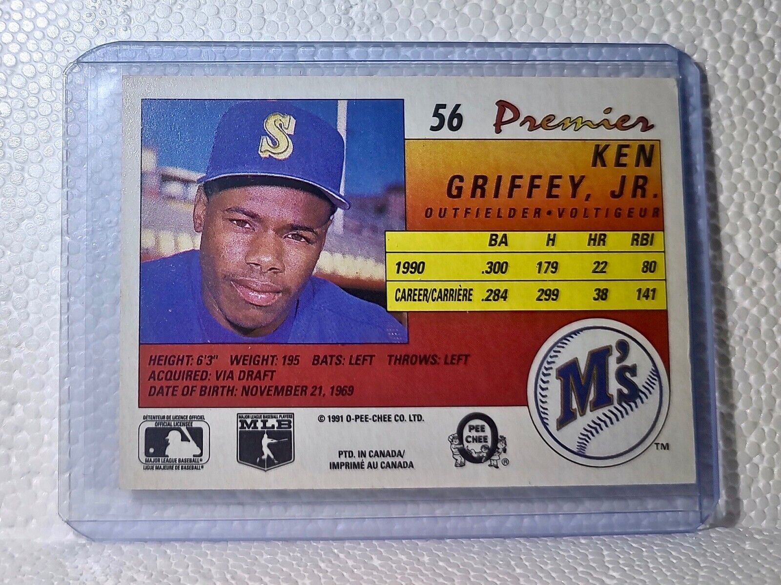 Ken Griffey Jr. 1991 O-Pee-Chee MLB #56 Premier Baseball Card Seattle Mariners