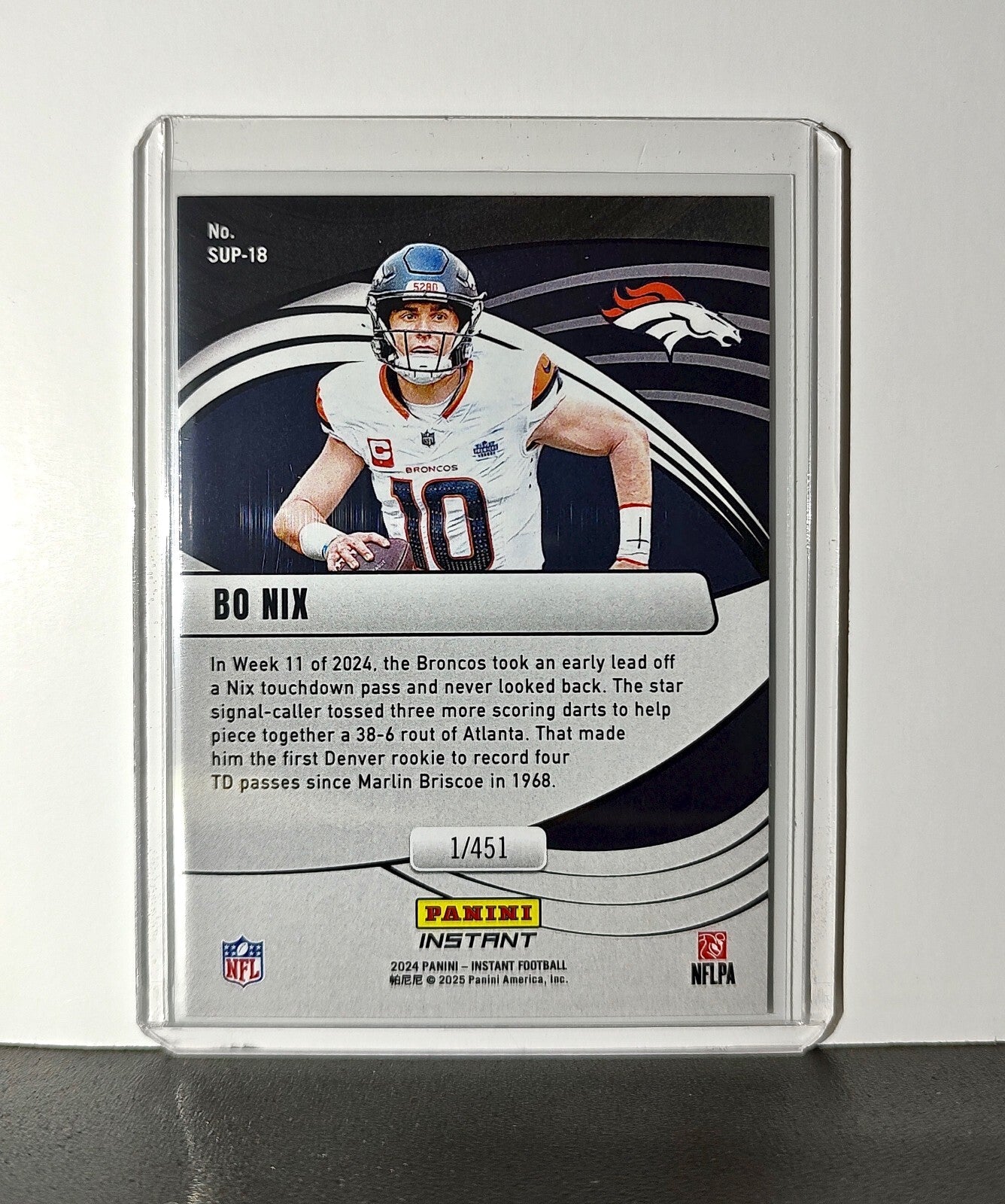 Bo Nix Rookie 2024 Panini Supernova NFL #18 Football Card Denver Broncos 1/451