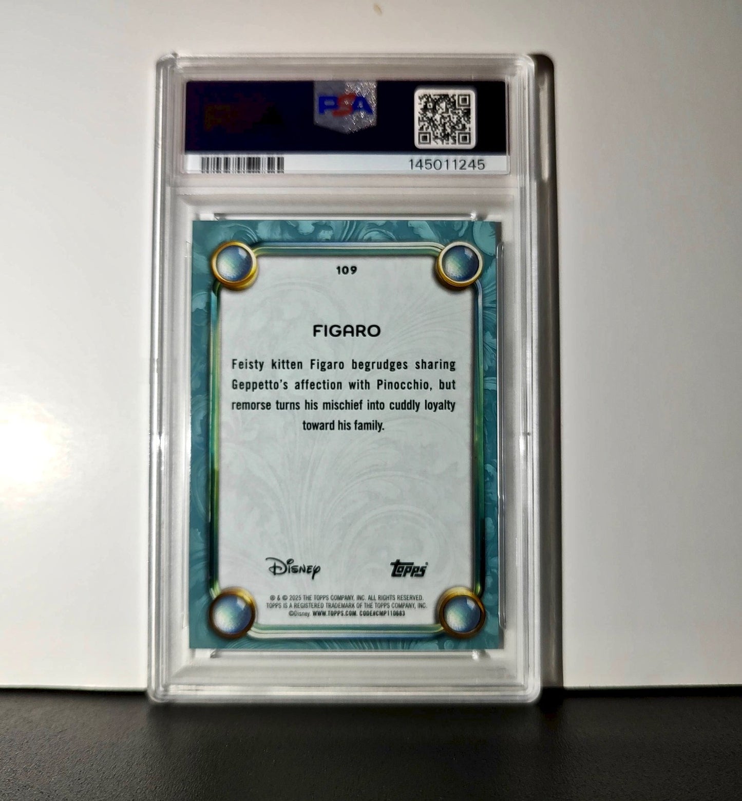 Figaro 2025 Topps Disney Wonder #109 Diamond Card Pinocchio PSA 8