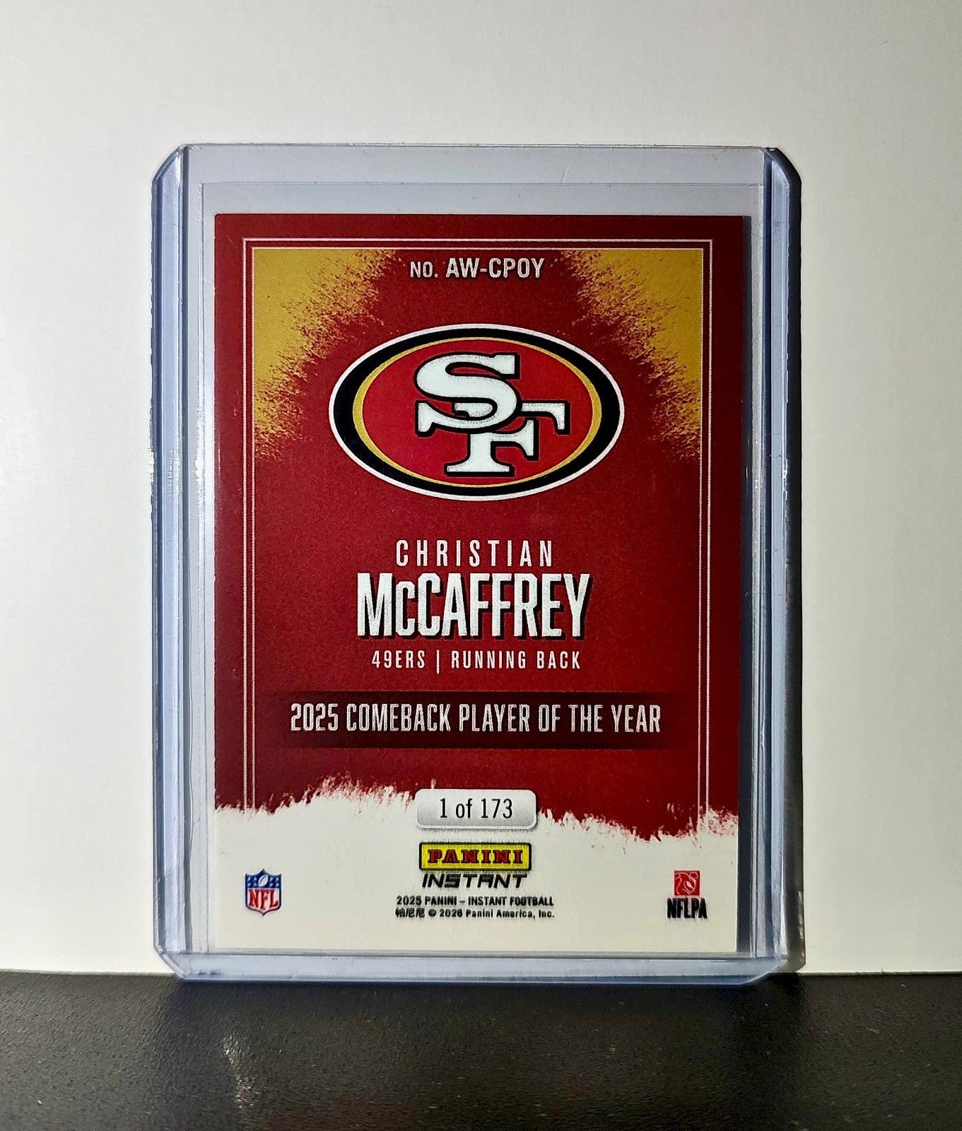Christian McCaffrey 2025 Panini NFL Comeback Player of the Year Card 1 of 173