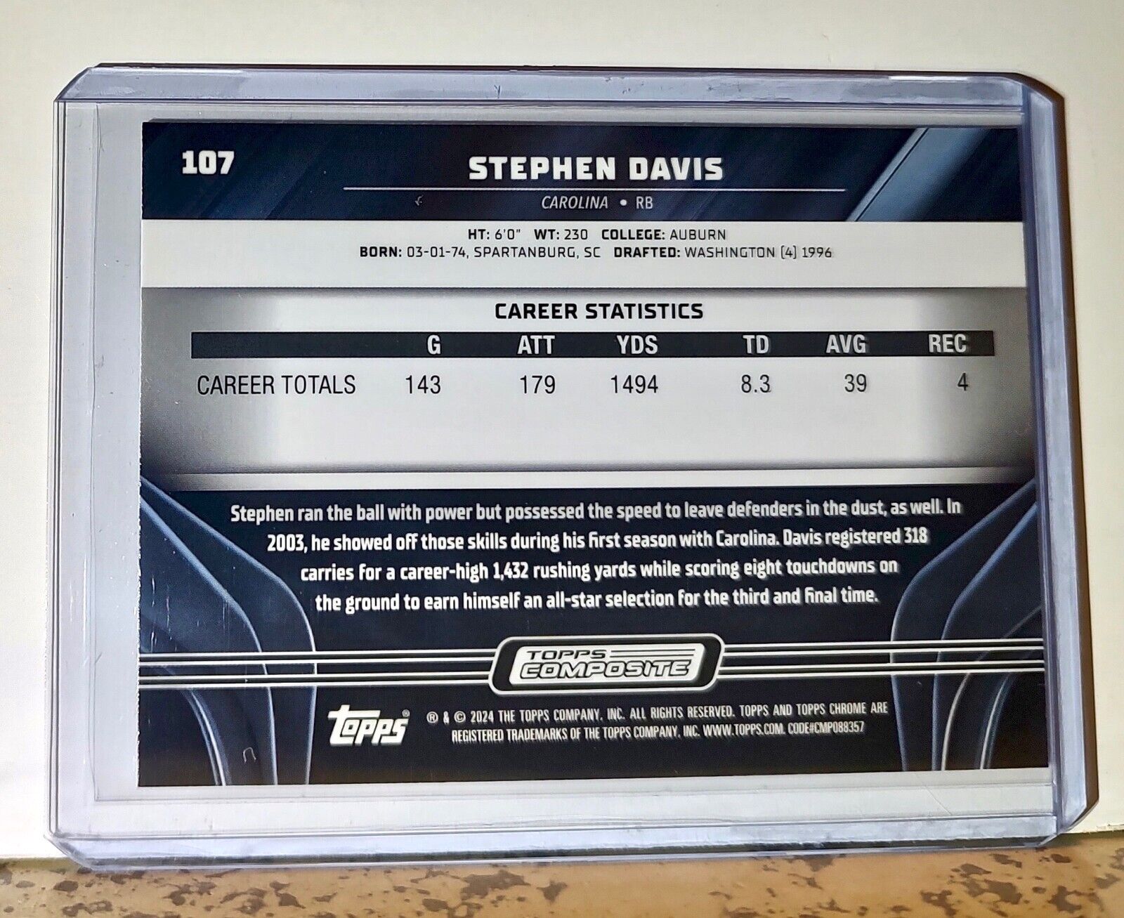 Stephen Davis 2023 Topps Chrome Black NFL #107 Football Card Carolina Panthers