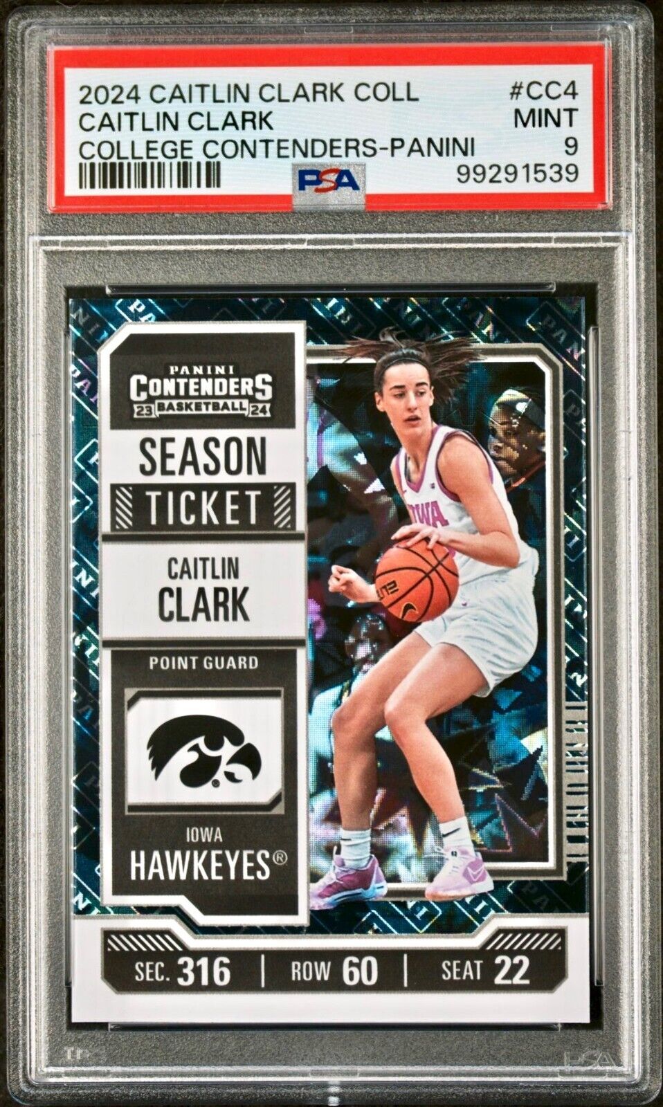 Caitlin Clark 2024 Panini College Contenders Season Ticket #CC4 PSA 9 Mint