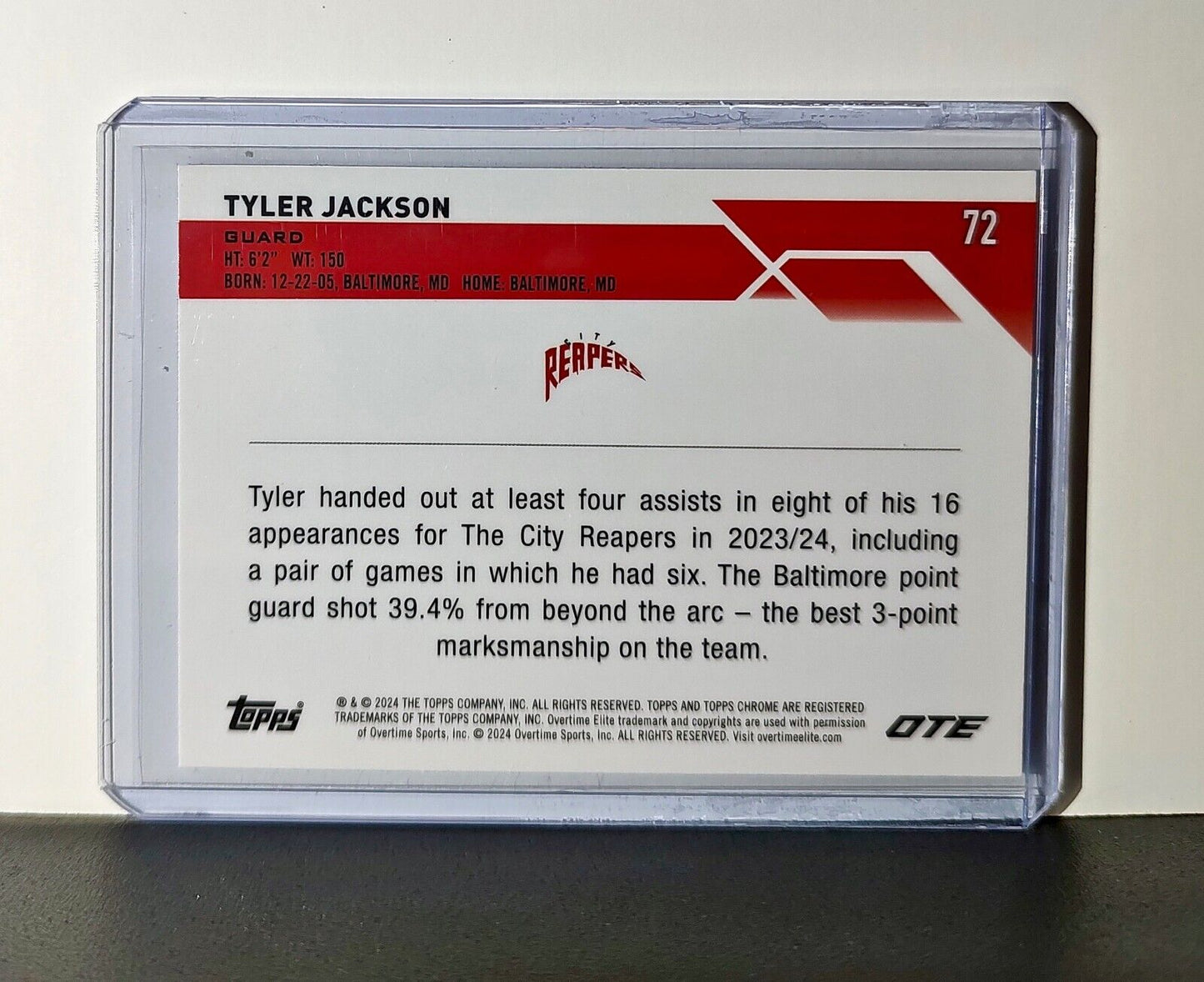 Tyler Jackson Rookie Card 2023-24 Topps Chrome Overtime #72 City Reapers