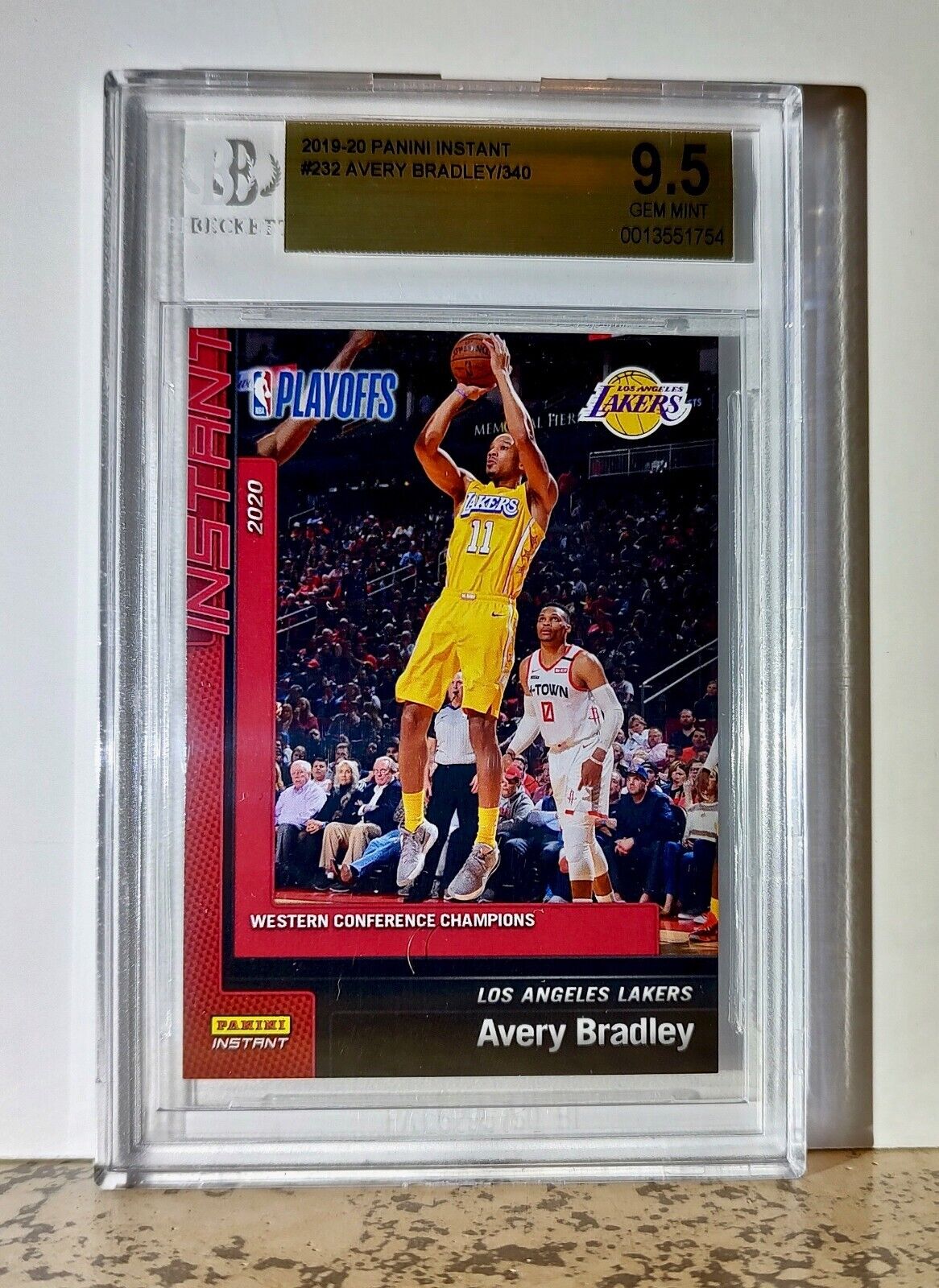 Avery Bradley 2019-20 Panini NBA #232 Card 1 of 340 BGS 9.5 Gem Mint Los Angeles