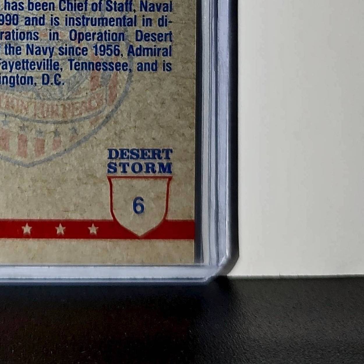 Admiral Frank Kelso 1991 Topps Desert Storm #6 Card