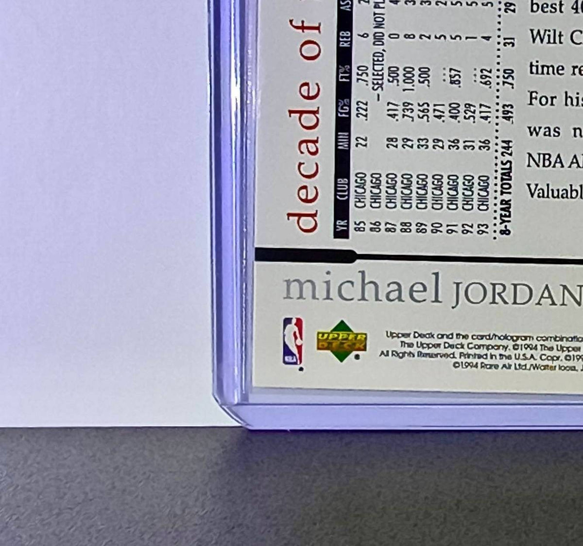 Michael Jordan 1994 Upper Deck Rare Air MJ Decade of Dominance #66 Card Bulls