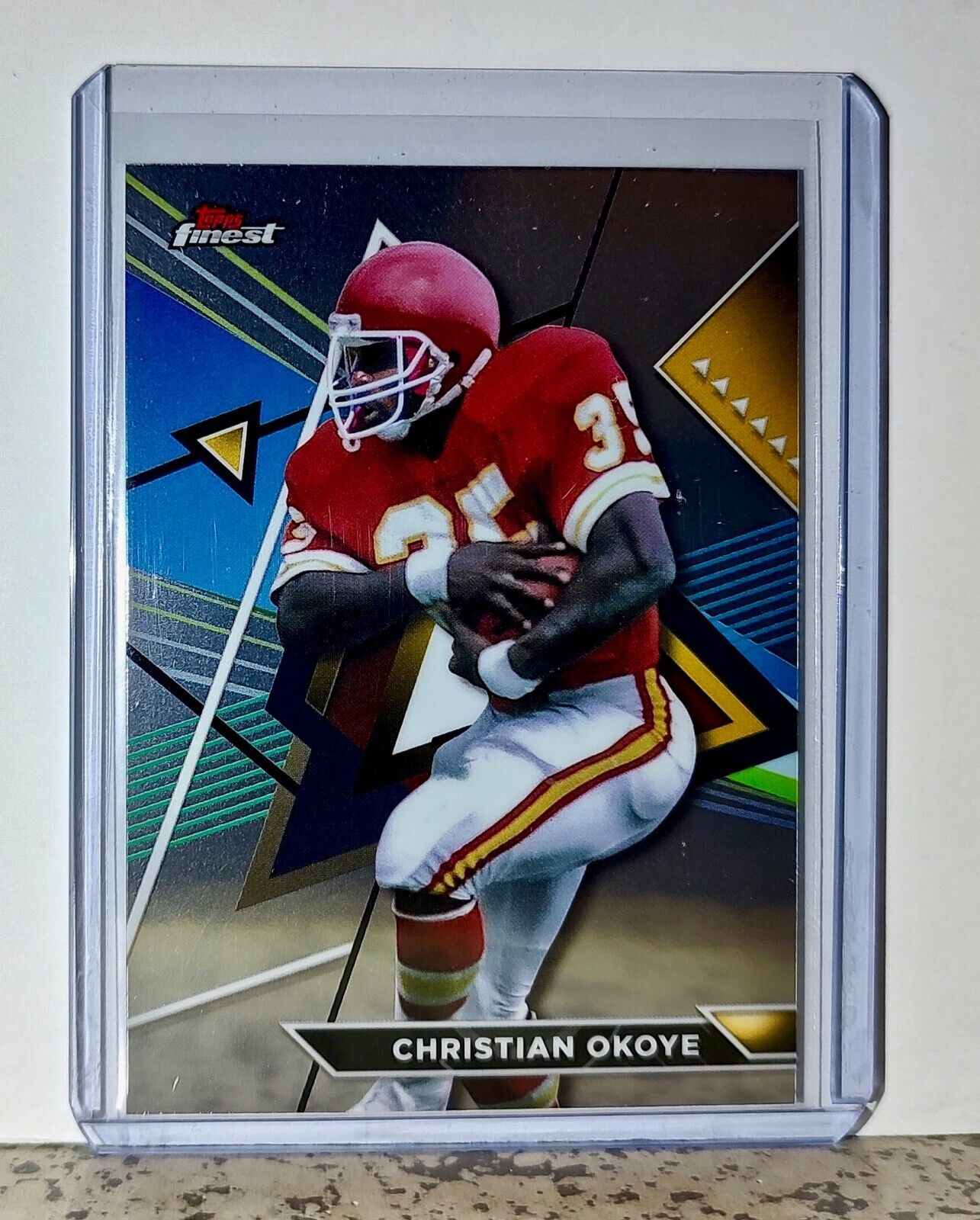 Christian Okoye 2023 Topps Finest NFL #201 Football Card Kansas City Chiefs