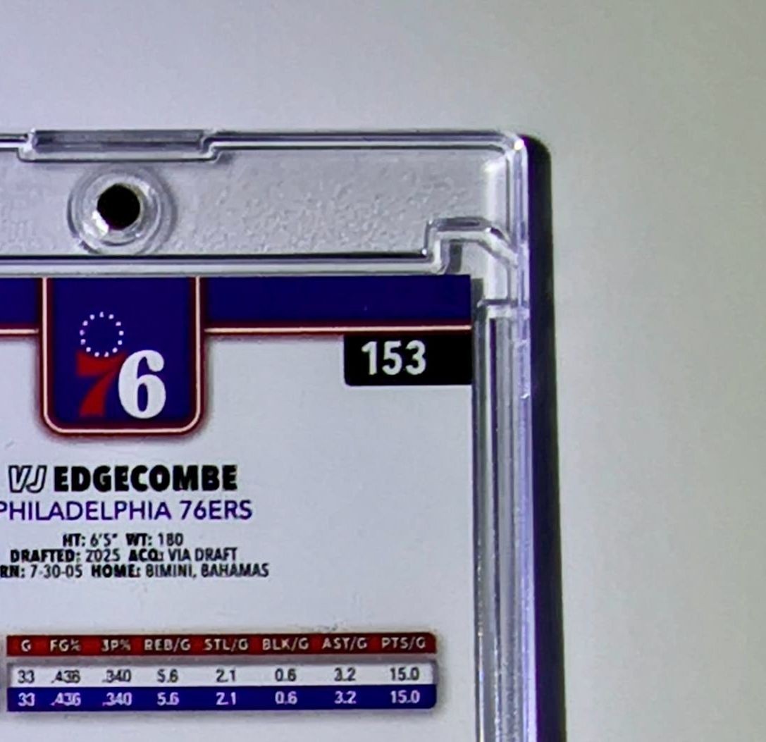 VJ Edgecombe Rookie 2025-26 NBA Topps Chrome Update #153 Basketball Card 76ers
