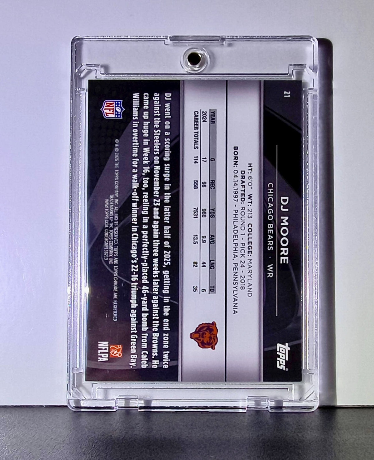 DJ Moore 2025 NFL Topps Chrome Black Purple Mini Diamond Refractor 21 Card 15/75