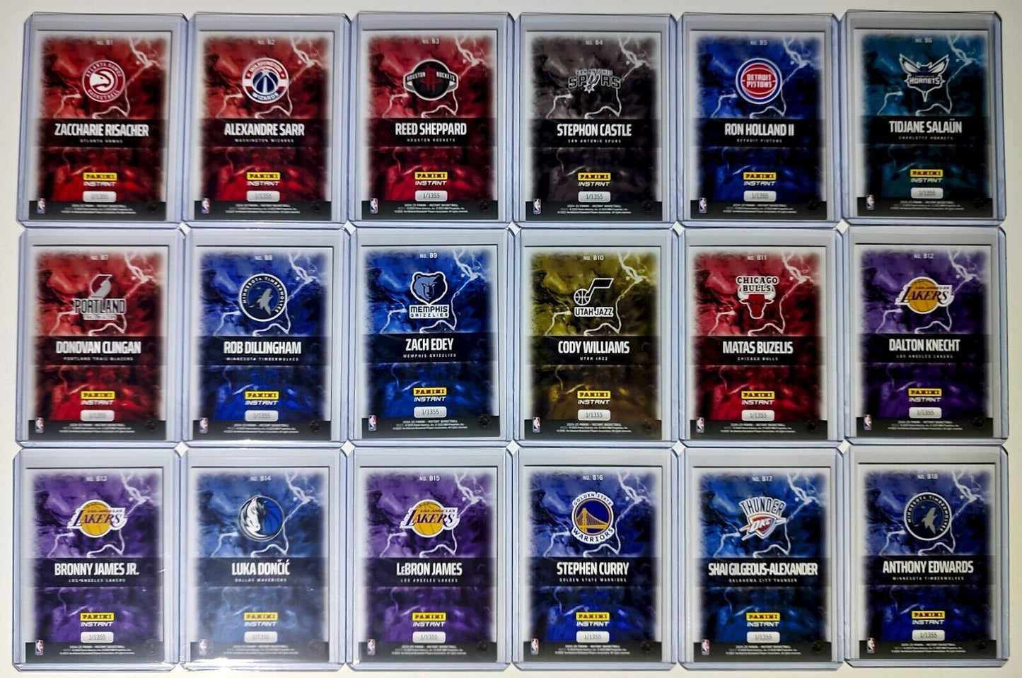 2024-25 Panini Instant NBA Breakaway Complete 18 Card Set in toploaders 1/1355