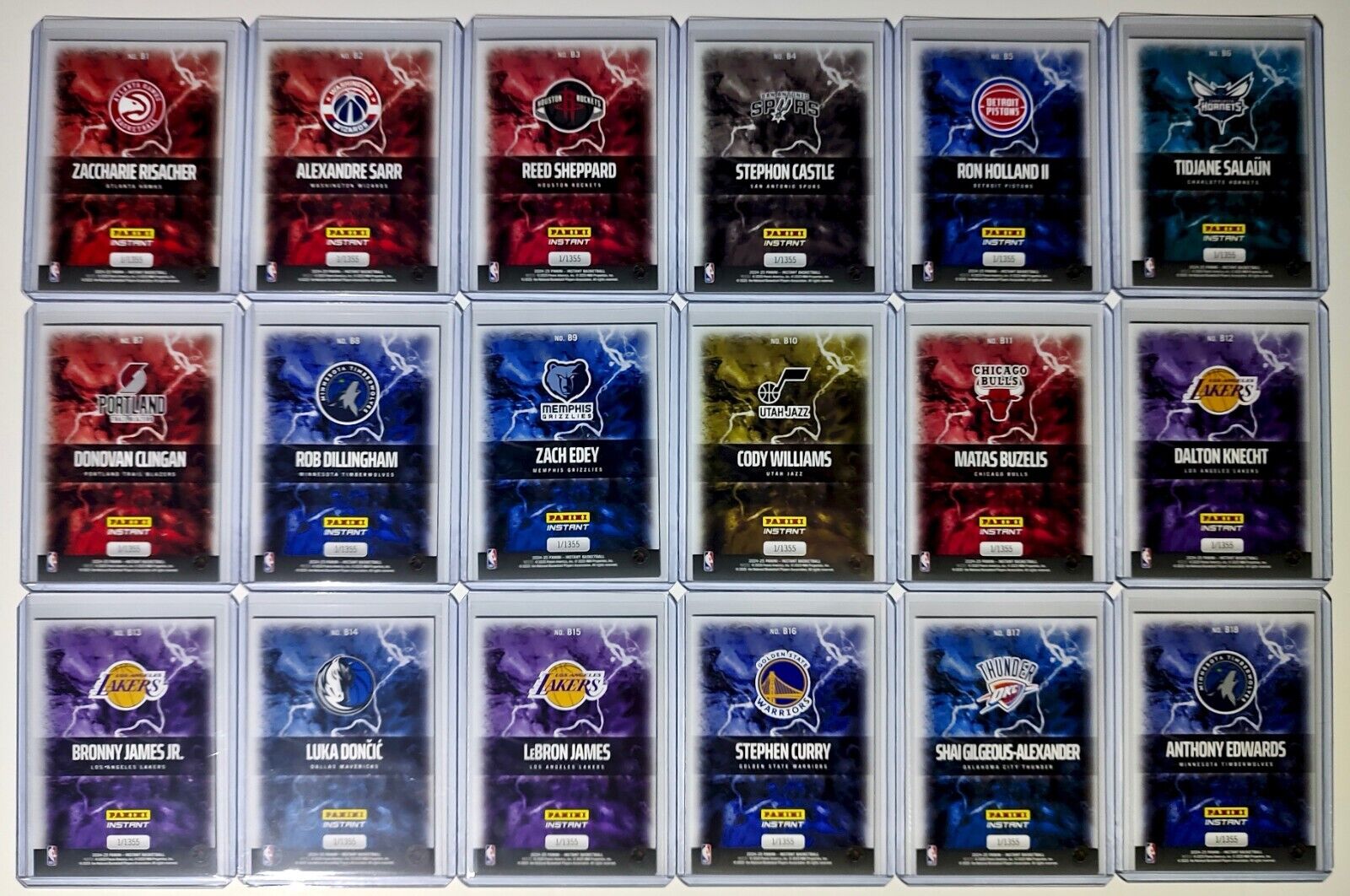 2024-25 Panini Instant NBA Breakaway Complete 18 Card Set in toploaders 1/1355