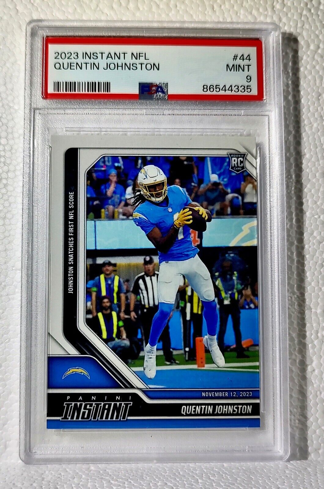 Quentin Johnston 2023 Panini NFL Rookie #44 Card 1 of 88 Chargers PSA 9 Mint