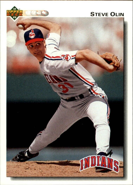 Steve Olin 1992 Upper Deck MLB #215 Baseball Card Cleveland Indians