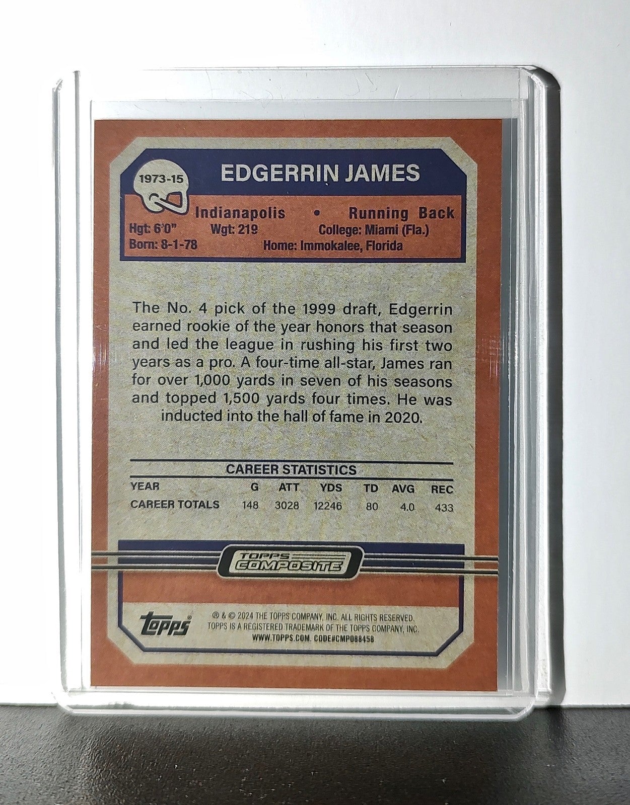 Edgerrin James 2023 Topps 1973 NFL #1973-15 Card Indianapolis Colts