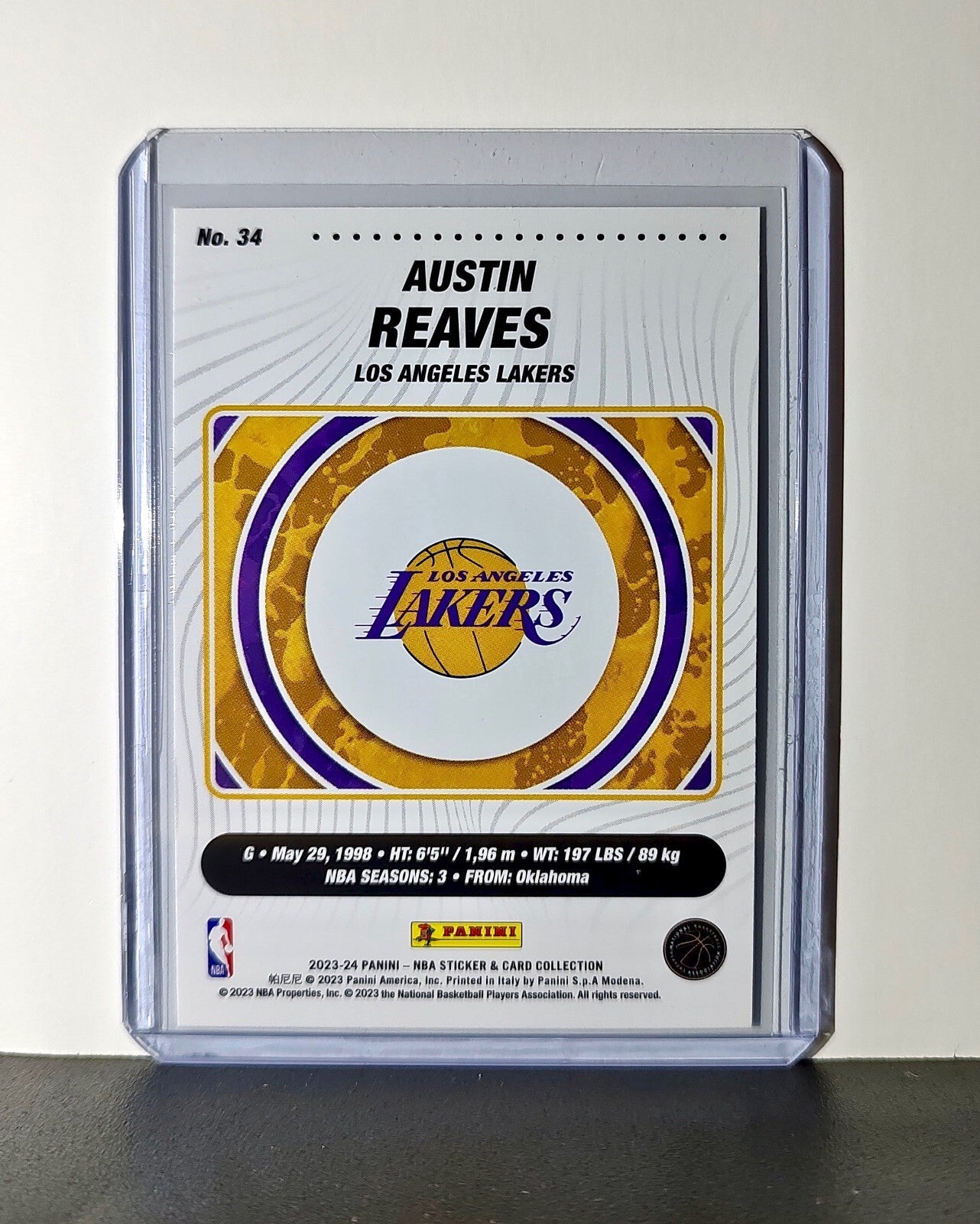 Austin Reaves 2023-24 Panini NBA #34 Sticker Card Los Angeles Lakers