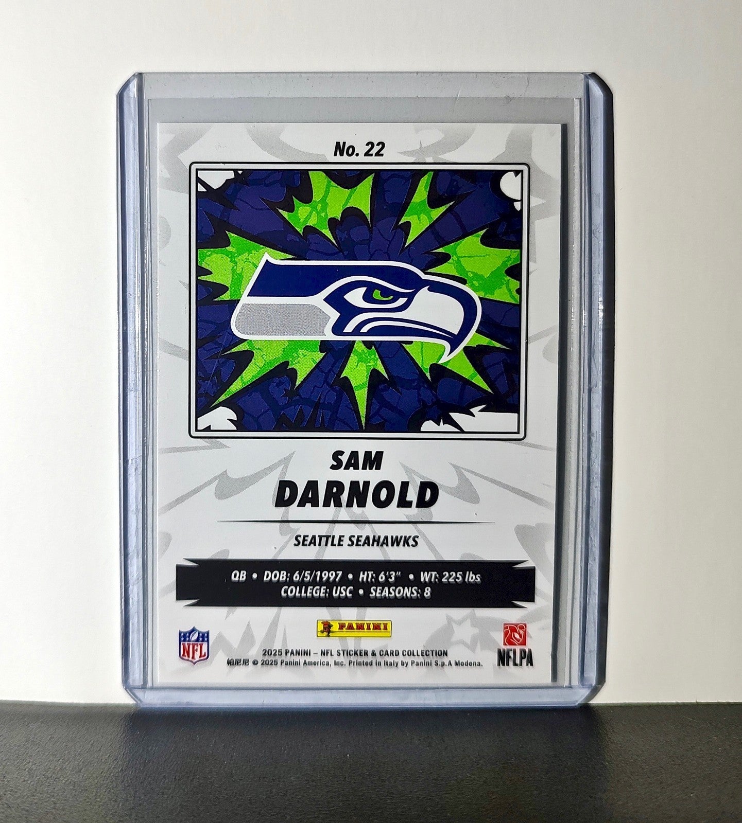 Sam Darnold 2025 Panini NFL #22 Sticker Card Seattle Seahawks